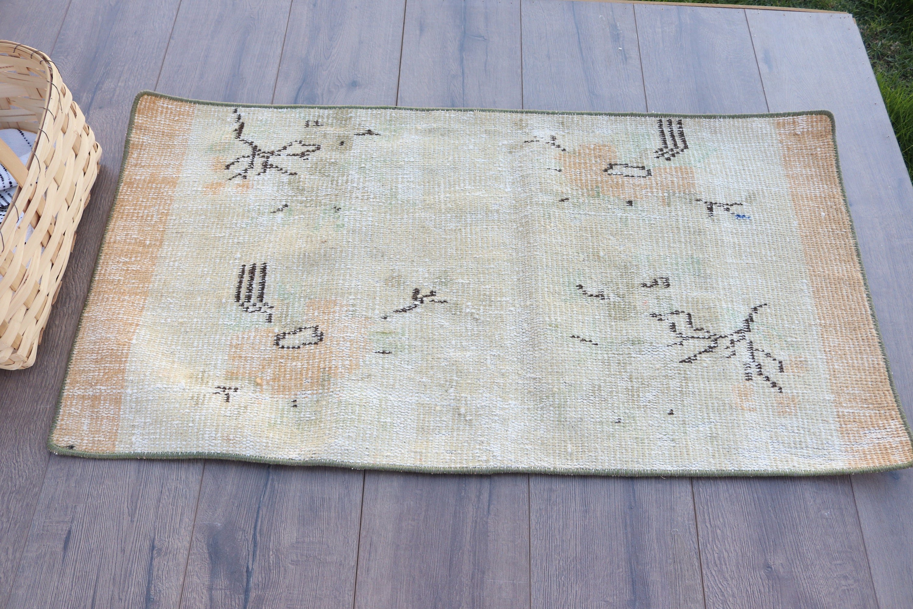 Kitchen Rugs, Moroccan Rugs, Vintage Rug, Boho Rug, Green Statement Rug, 1.8x3.4 ft Small Rug, Vintage Decor Rug, Nursery Rug, Turkish Rugs