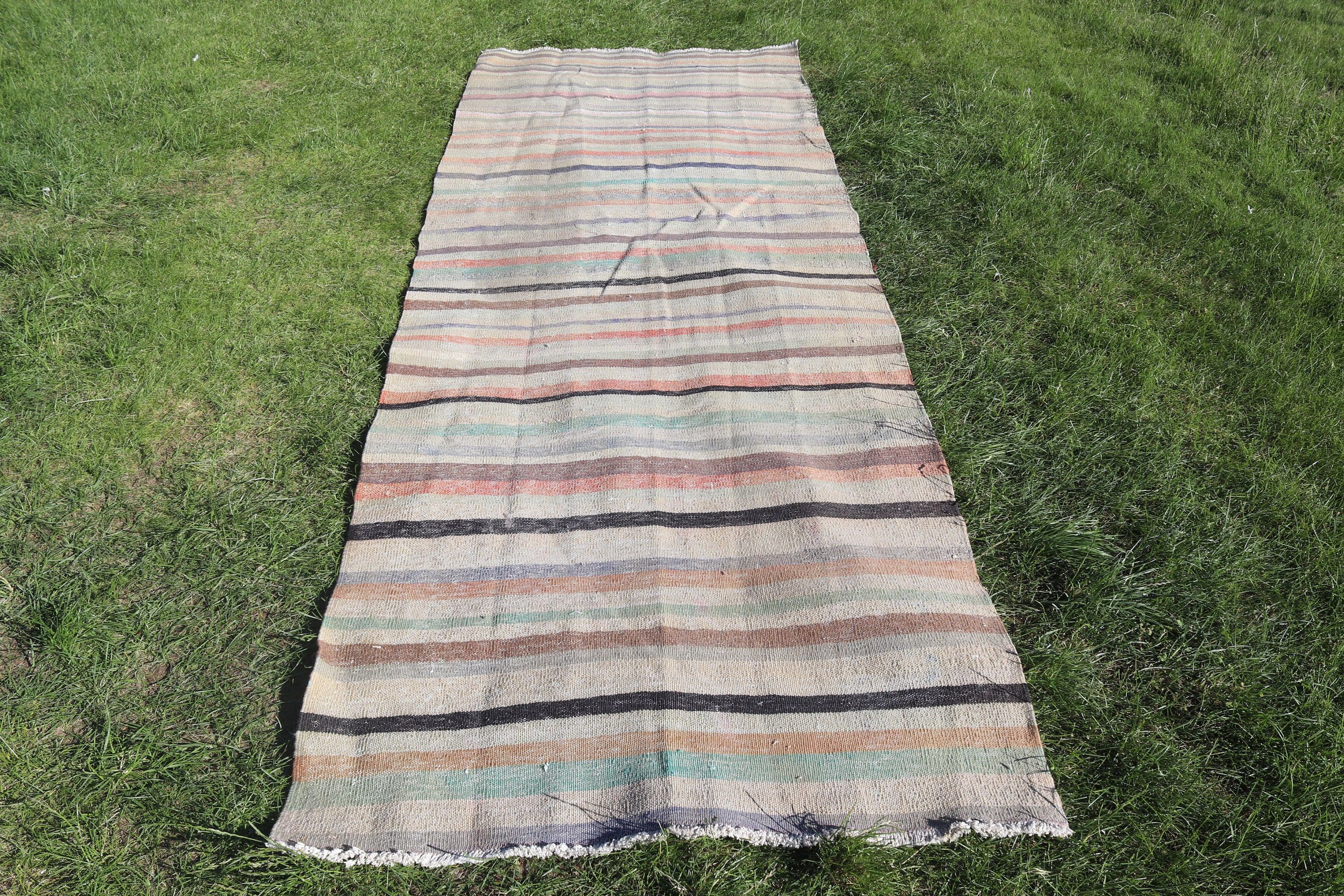 3.3x9.5 ft Yolluk Halıları, Ev Dekorasyonu Halıları, Mutfak Halıları, Vintage Halı, Türk Halısı, Koridor Halısı, Bej Antika Halı, Lüks Halılar, Kilim