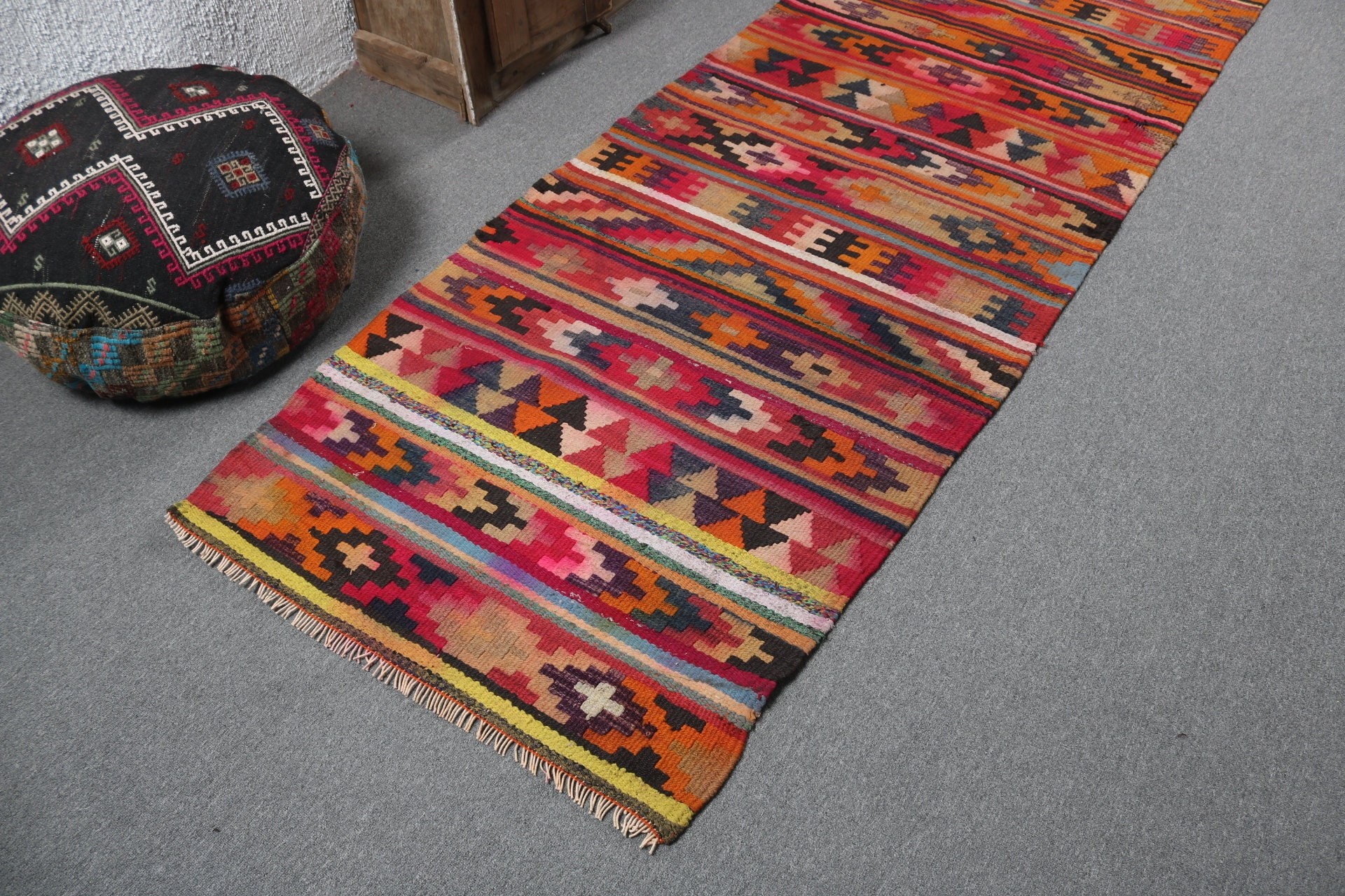 Long Runner Rugs, Rugs for Long Runner, Vintage Rug, Turkish Rugs, 3x11.9 ft Runner Rug, Bedroom Rugs, Boho Rug, Orange Bedroom Rugs