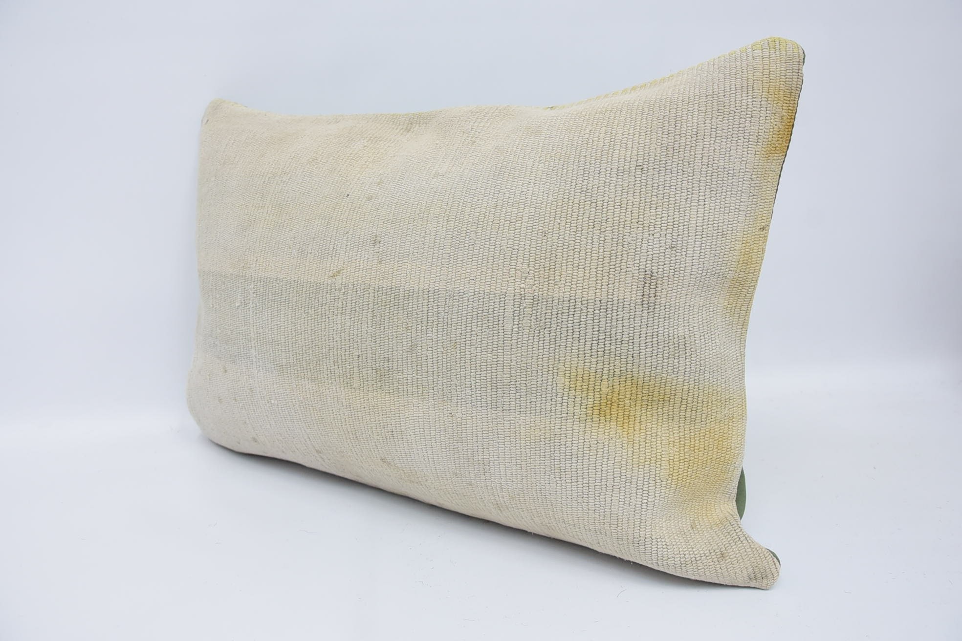 Retro Cushion, Boho Pillow, Rustic Cushion Cover, Pillow for Sofa, 16"x24" White Cushion Case, Home Decor Pillow