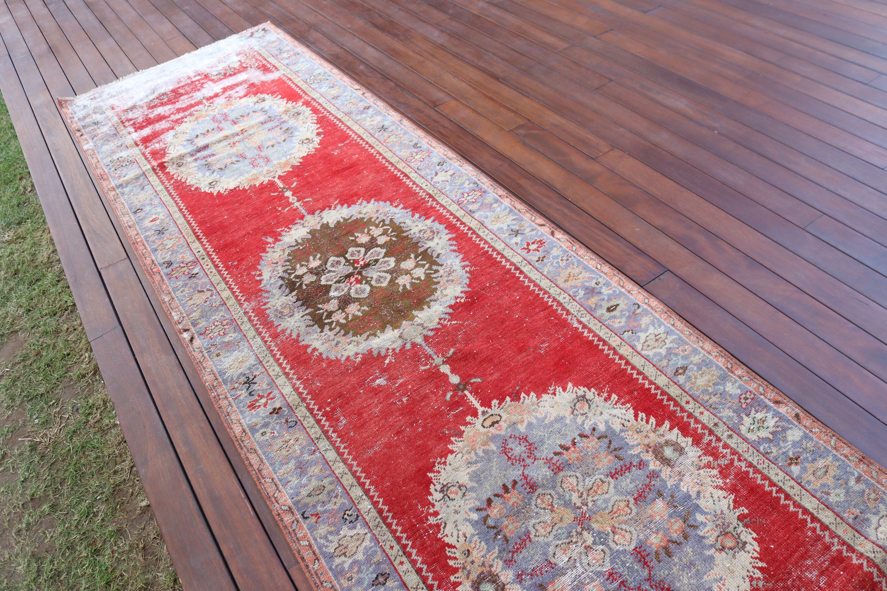 Koridor Halıları, Koridor Halısı, 3,3x12 ft Runner Halısı, Vintage Halılar, Ev Dekorasyonu Halıları, Kırmızı Soğuk Halı, Boho Halıları, Kabile Halısı, Türk Halıları