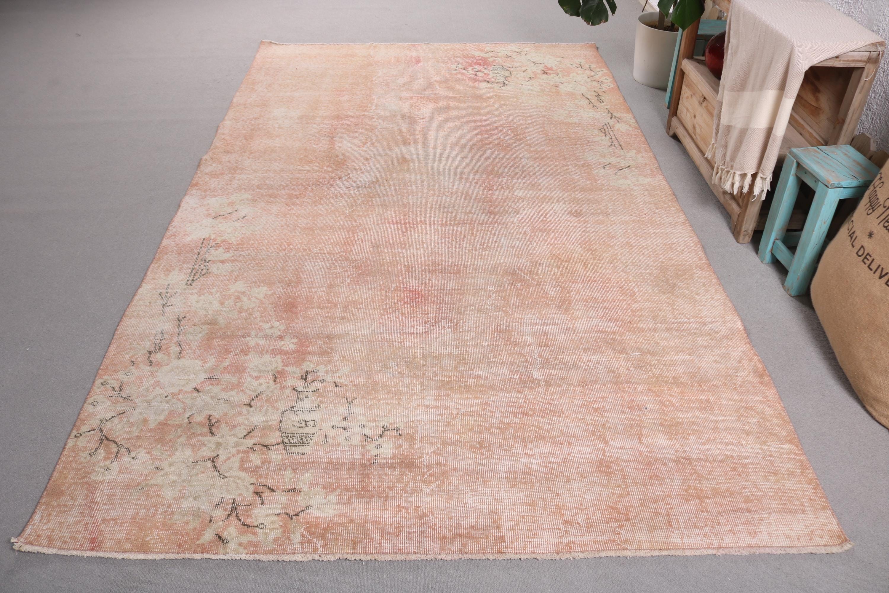 Boho Rugs, Turkish Rugs, Vintage Rugs, Aztec Rug, 5.4x9.2 ft Large Rugs, Oriental Rug, Pink Neutral Rug, Large Vintage Rug, Living Room Rug