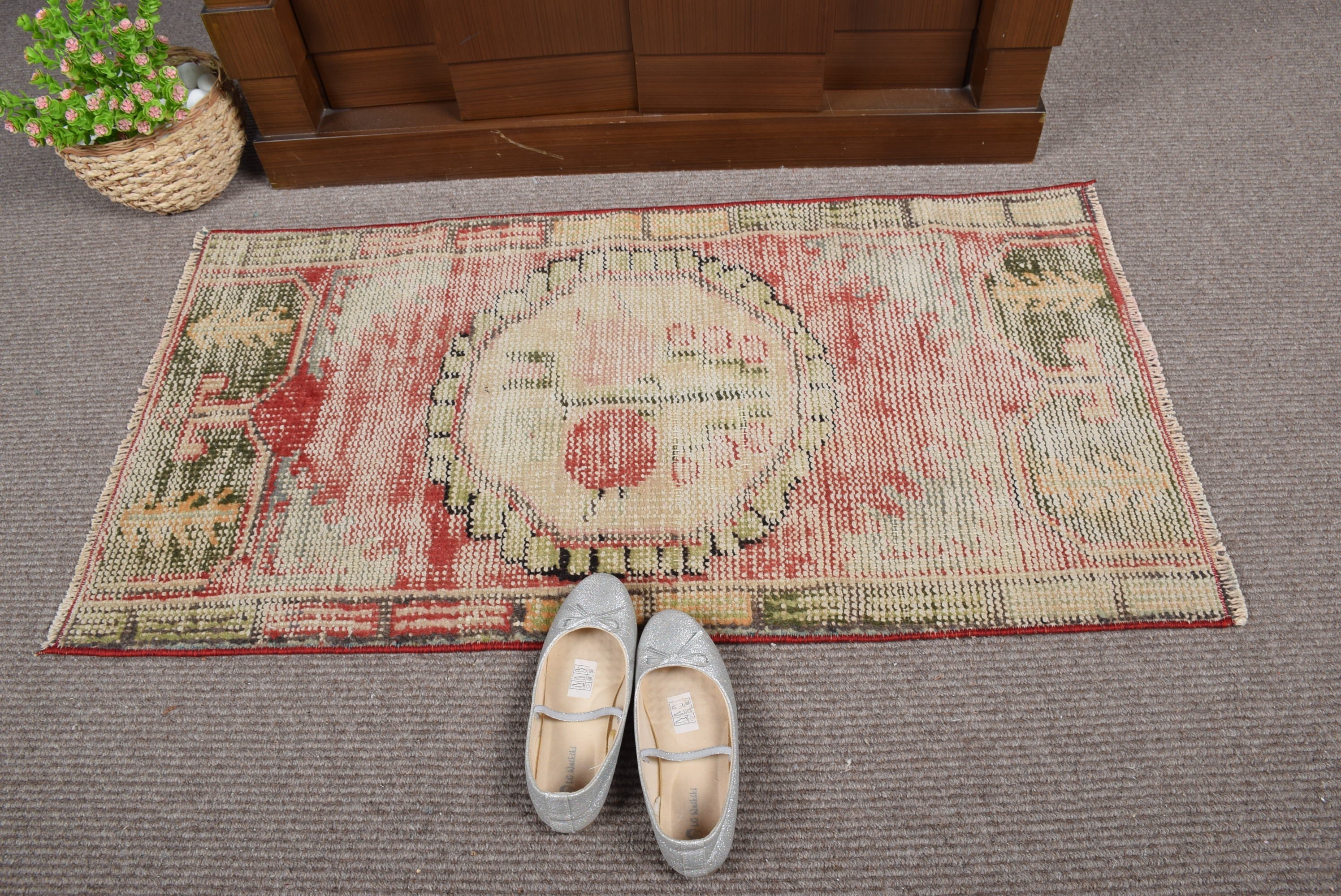 Pastel Rug, 1.9x3.6 ft Small Rugs, Vintage Rug, Kitchen Rugs, Turkish Rugs, Anatolian Rug, Door Mat Rug, Beige Moroccan Rugs