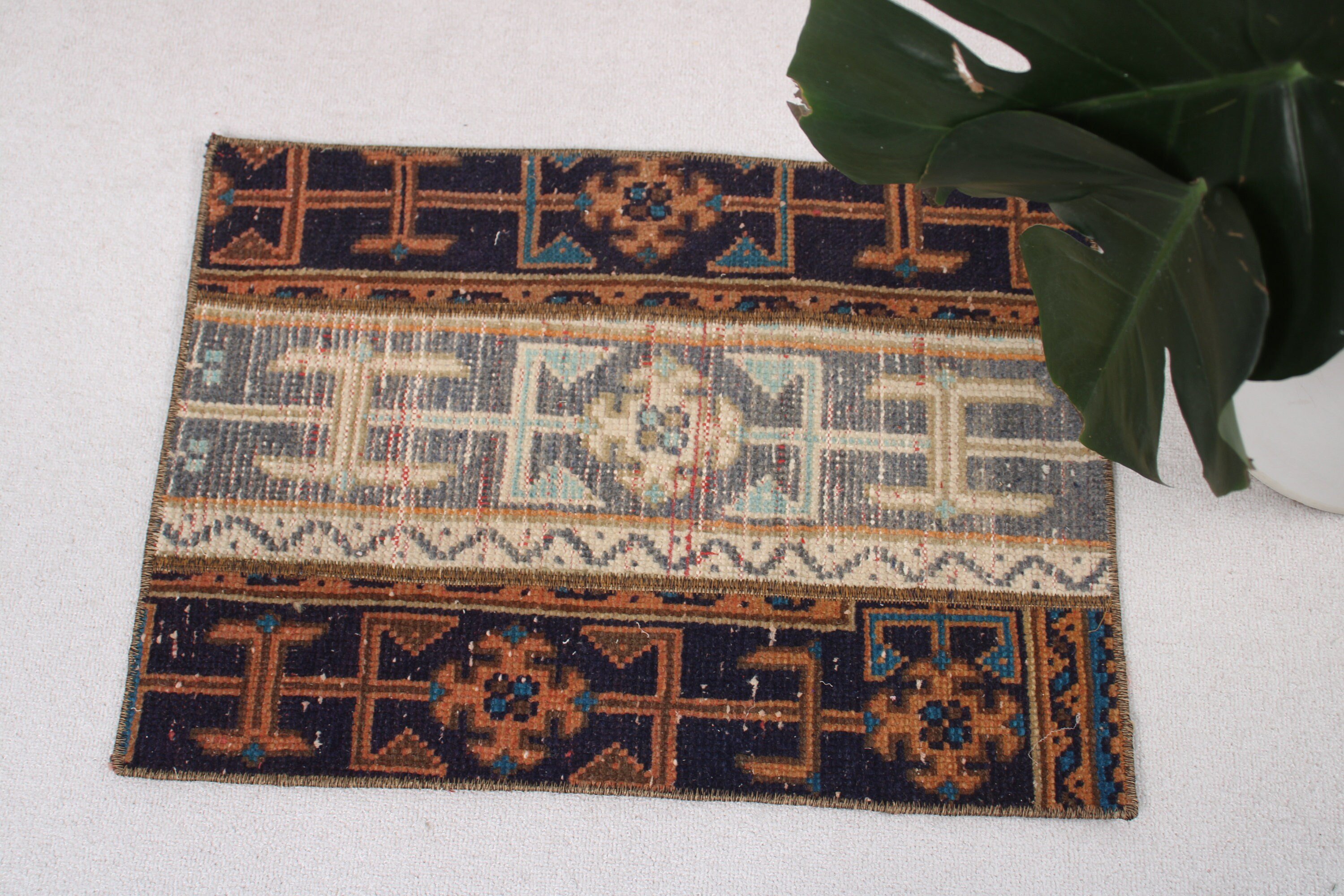 Lüks Halılar, Türk Halıları, Küçük Alan Halısı, Bohem Halısı, Vintage Halı, Yün Halılar, 1.6x2.3 ft Küçük Halılar, Mavi Modern Halı, Küçük Vintage Halı