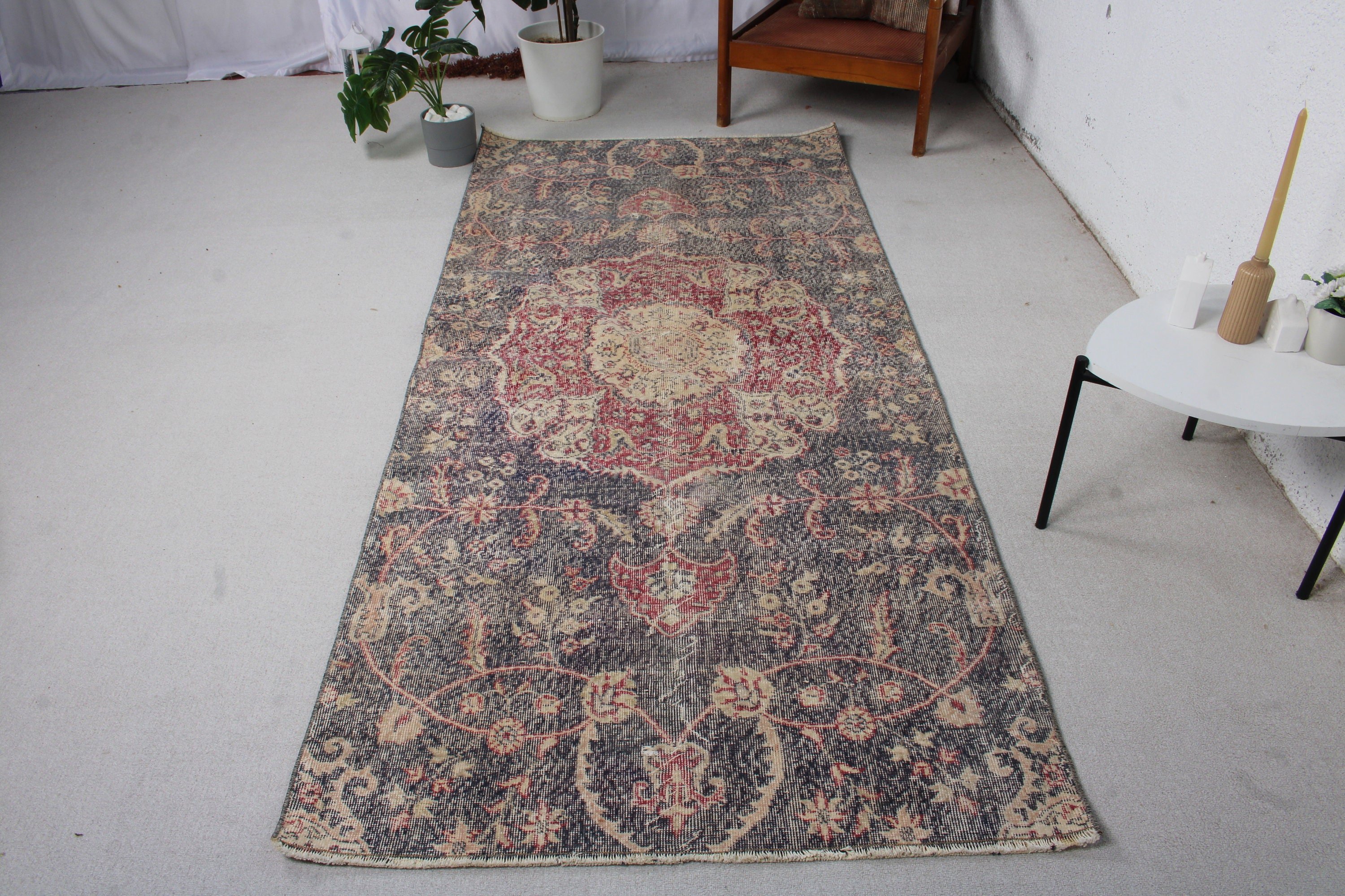 Boho Halı, Boho Bölge Halısı, Sanatsal Halılar, Mor Zemin Halıları, Vintage Halı, Türk Halıları, Yatak Odası Halıları, 3,7x8,2 ft Alan Halıları