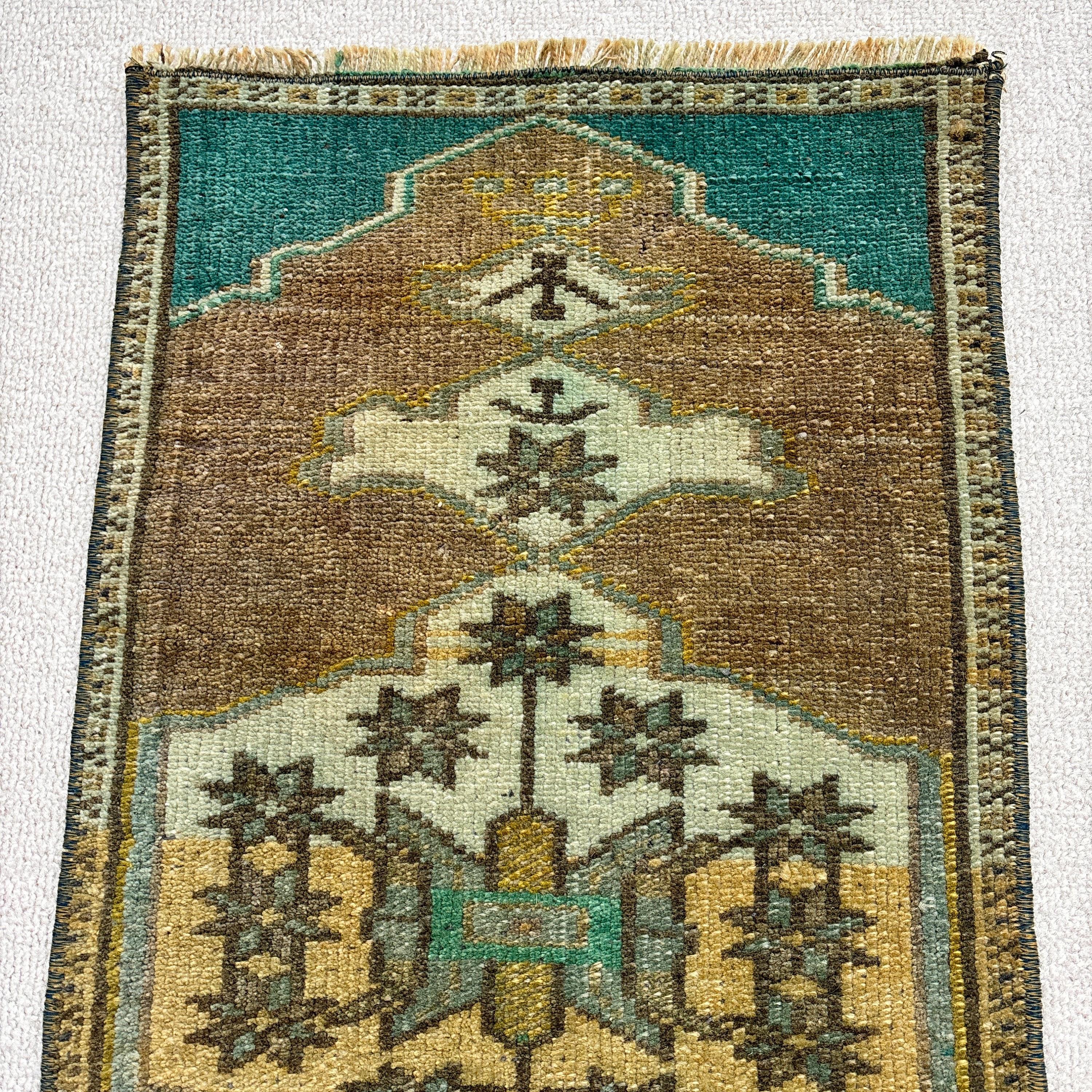 Kahverengi Anadolu Halıları, Küçük Vintage Halı, Vintage Halı, Lüks Halılar, Küçük Boho Halı, 1.2x2.4 ft Küçük Halı, Türk Halısı