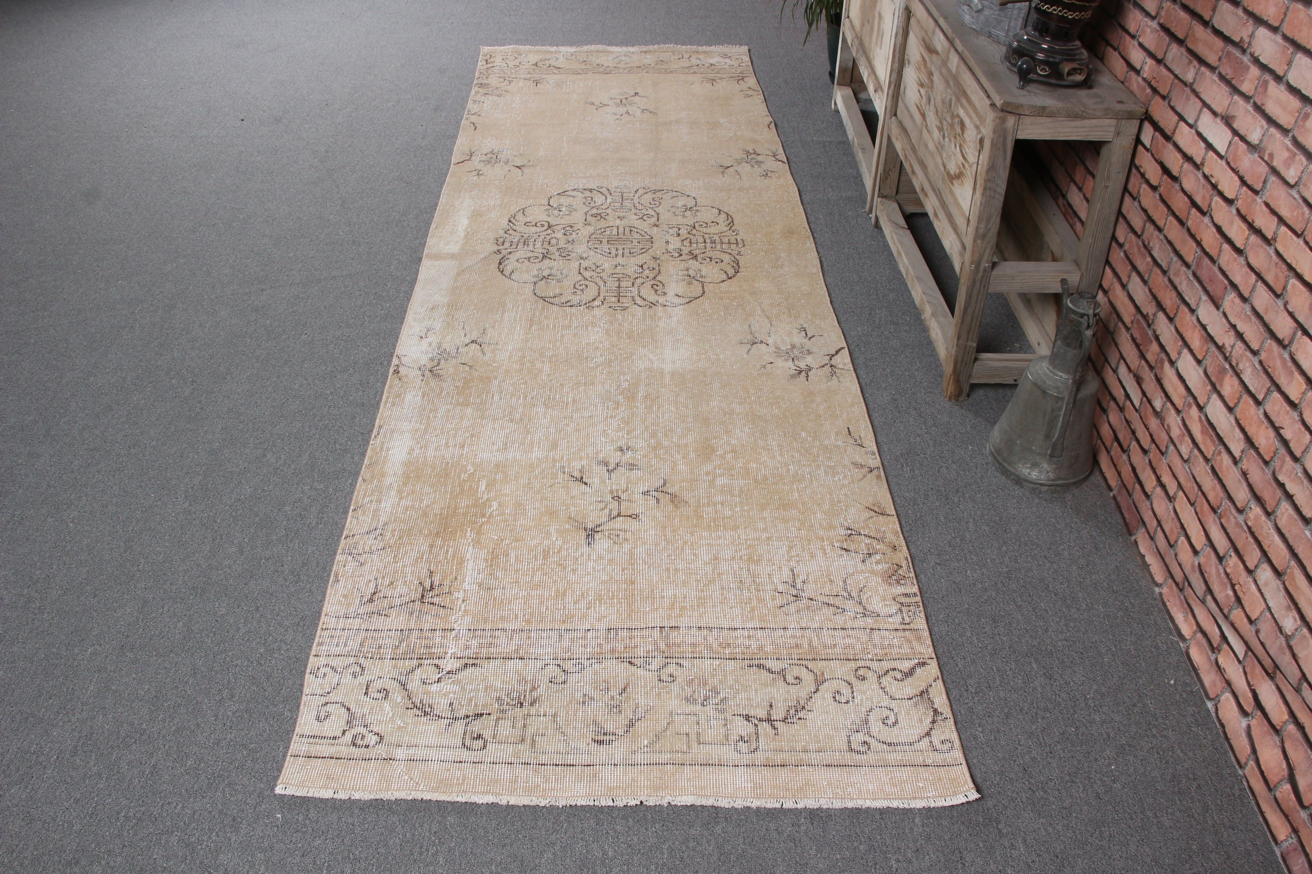 Long Runner Rug, 3.1x10 ft Runner Rugs, Rugs for Kitchen, Beige Antique Rug, Office Rug, Wool Rugs, Vintage Rug, Turkish Rug