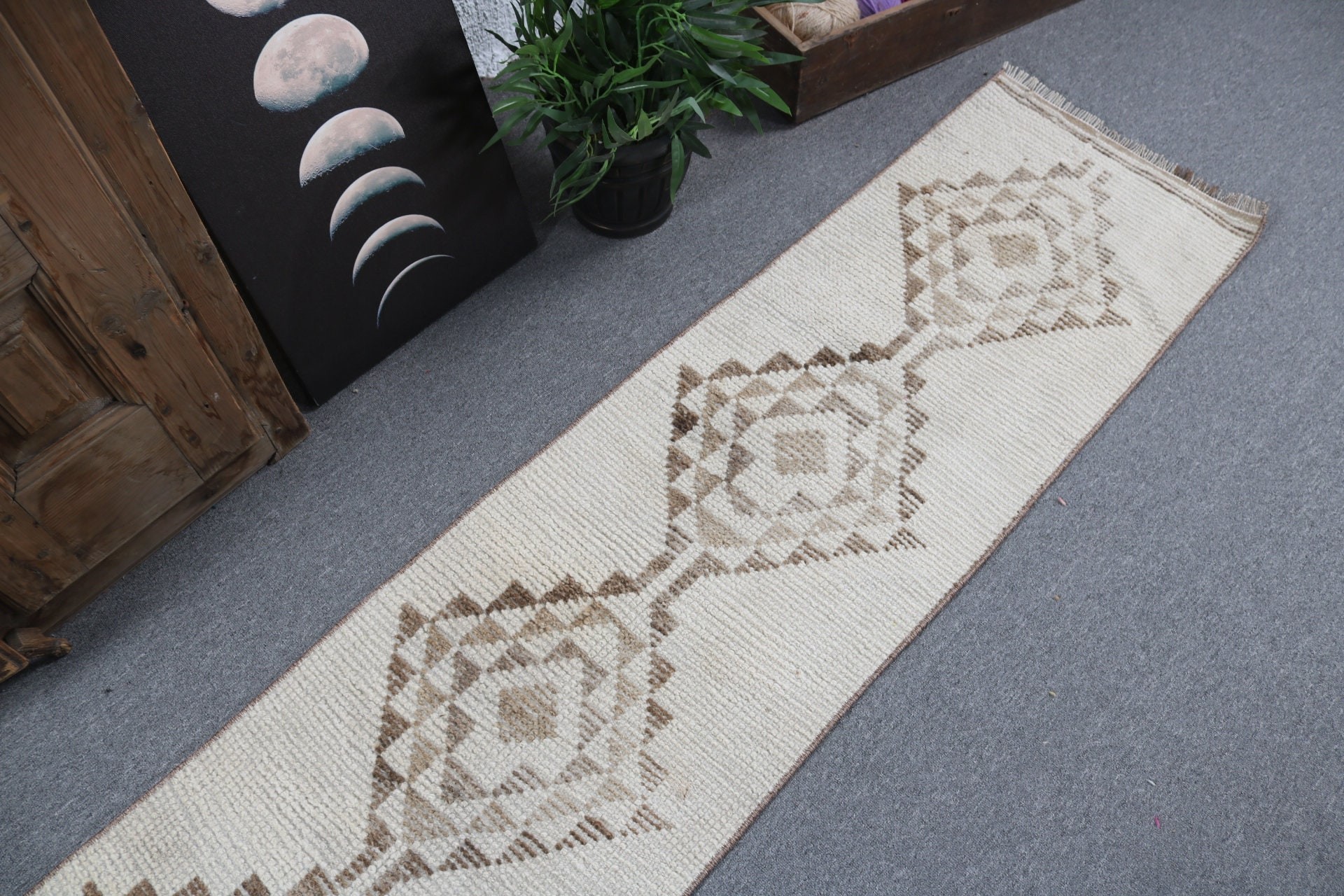 1.7x8.2 ft Runner Rugs, Vintage Rugs, Statement Rug, Vintage Runner Rug, Turkish Rugs, Long Runner Rugs, Beige Moroccan Rug, Oushak Rug