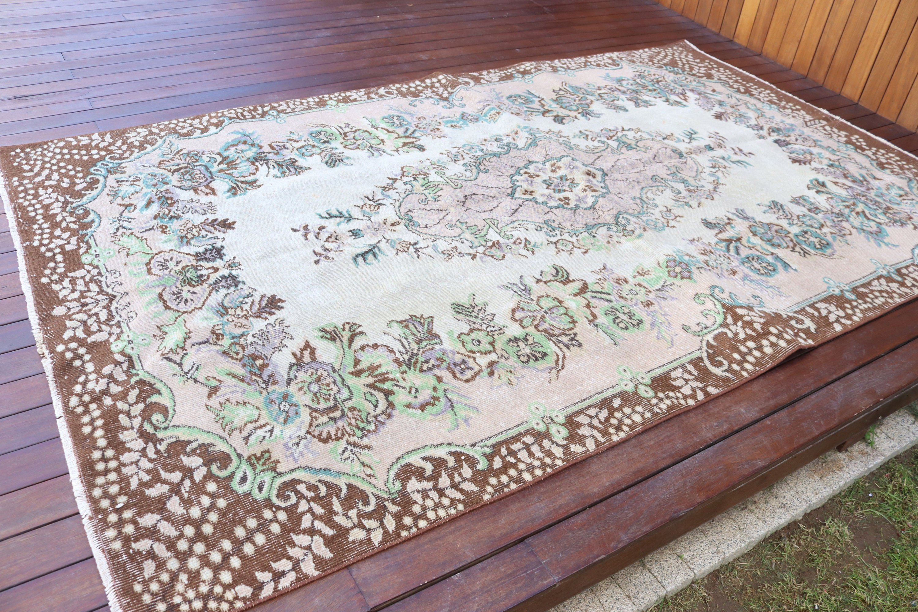 Türk Halısı, Salon Halısı, Türkiye Halıları, Yatak Odası Halıları, Nötr Halı, Bej Düz Dokuma Halı, 5.5x9.2 ft Büyük Halı, Vintage Halı