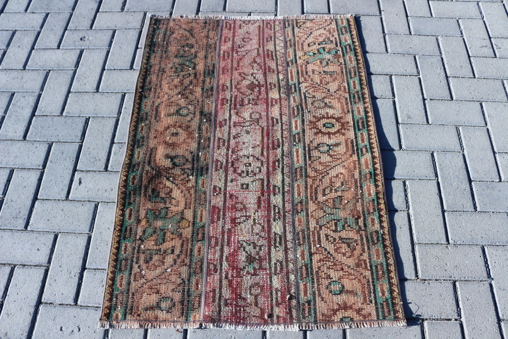 Kahverengi Havalı Halı, Yatak Odası Halısı, Kapı Paspası Halısı, Vintage Halı, Oushak Halısı, Türk Halıları, 2,6x3,6 ft Küçük Halılar, Banyo Halısı, Giriş Halıları