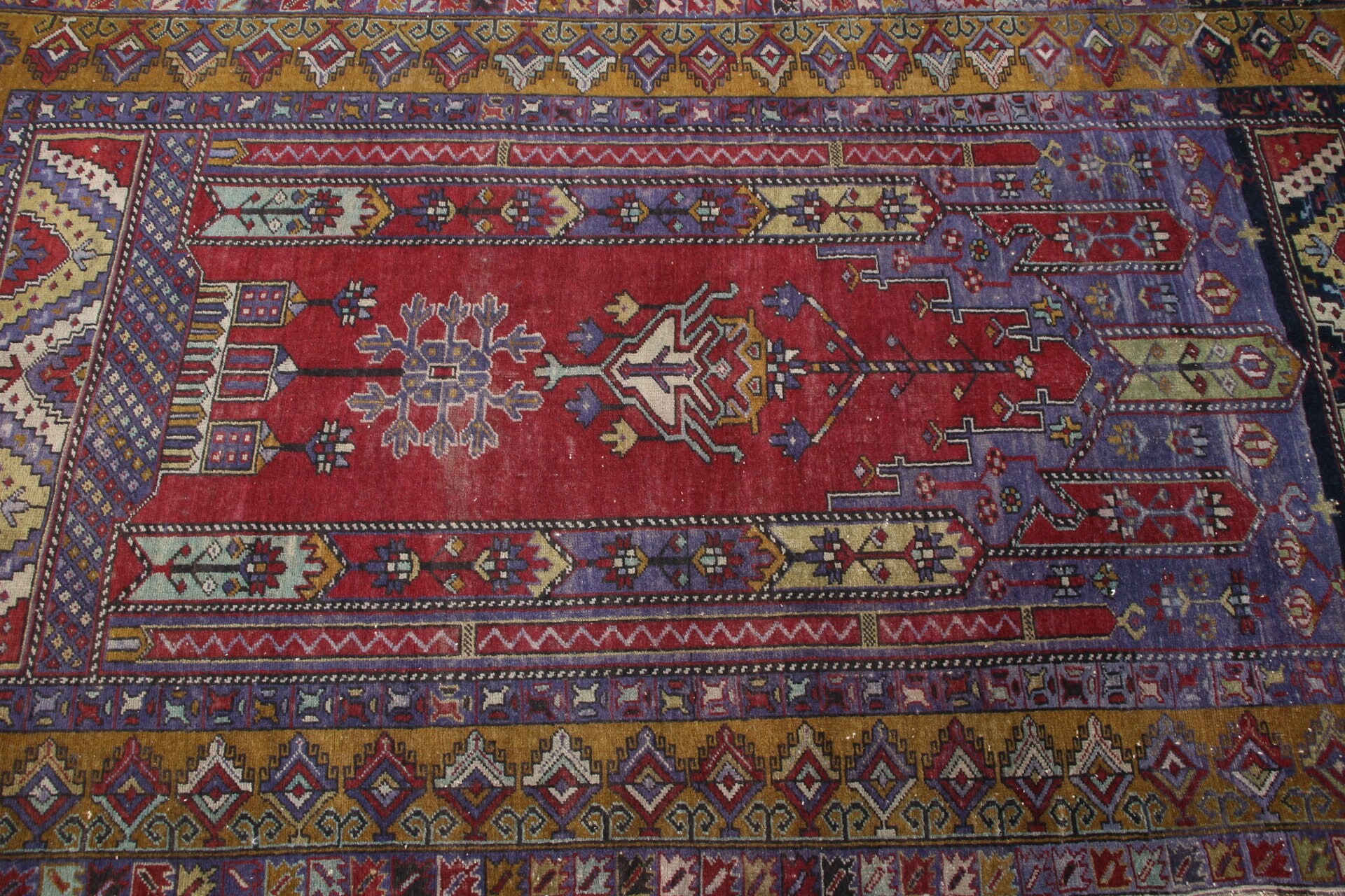 Vintage Halı, İç Mekan Halısı, 3,9x6,5 ft Alan Halısı, Alan Kilimleri, Türk Halıları, Yatak Odası Halıları, Kırmızı Antika Halı, Oturma Odası Halısı