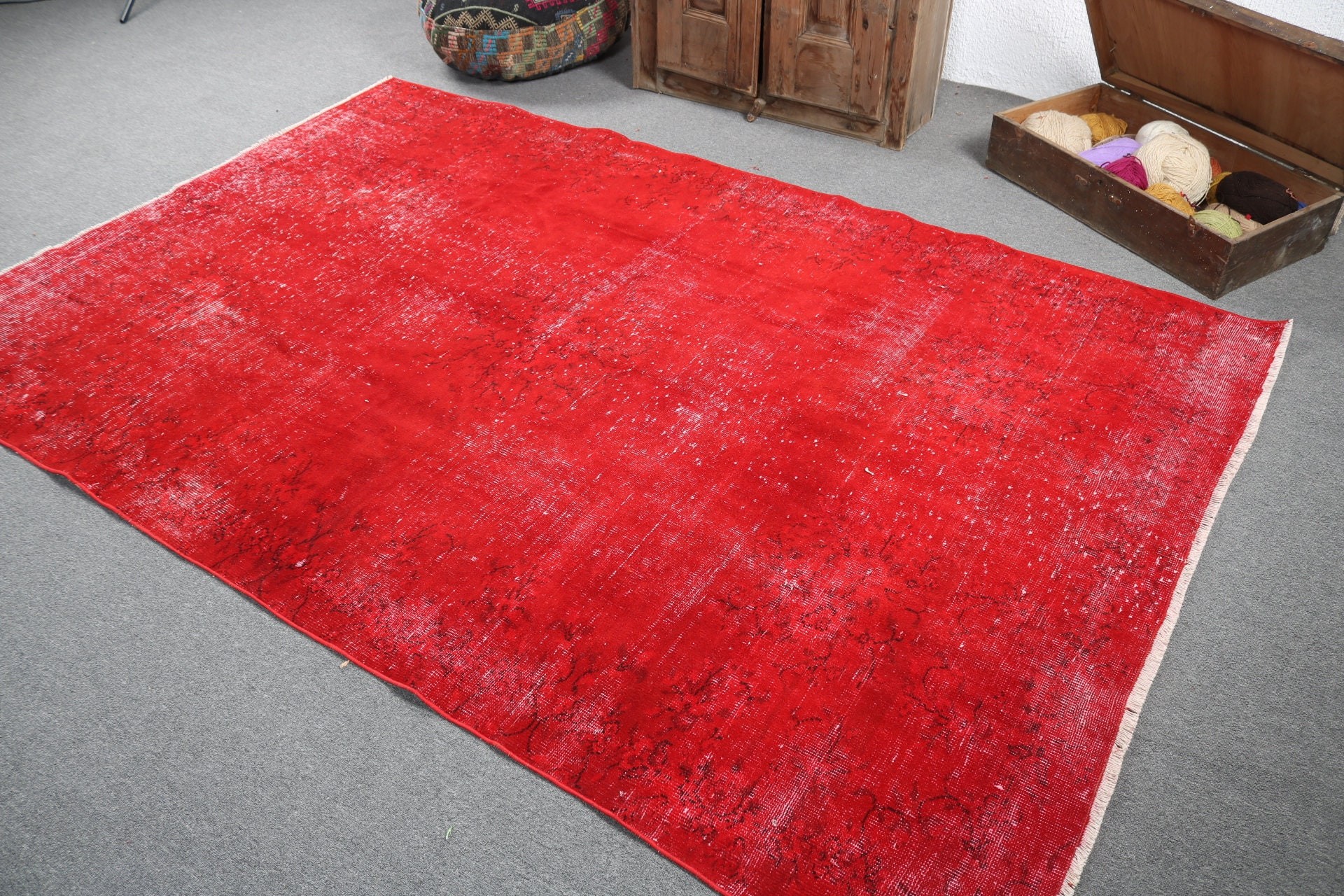 Wool Rug, Dining Room Rug, Large Boho Rug, 5.6x8.9 ft Large Rug, Red Luxury Rug, Anatolian Rugs, Tribal Rug, Turkish Rugs, Vintage Rugs