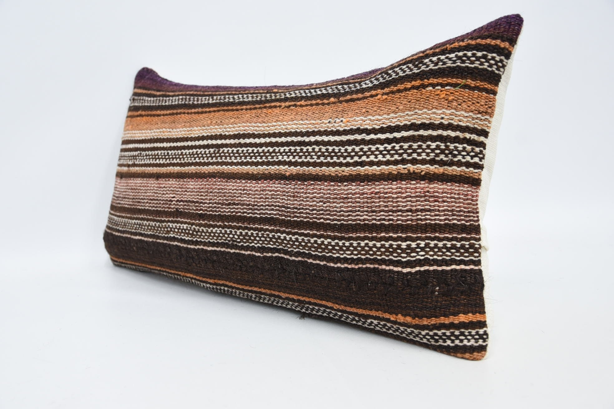 12"x24" Brown Pillow Case, Home Decor Pillow, Garden Cushion Cover, Ethnical Kilim Rug Pillow, Vintage Kilim Throw Pillow