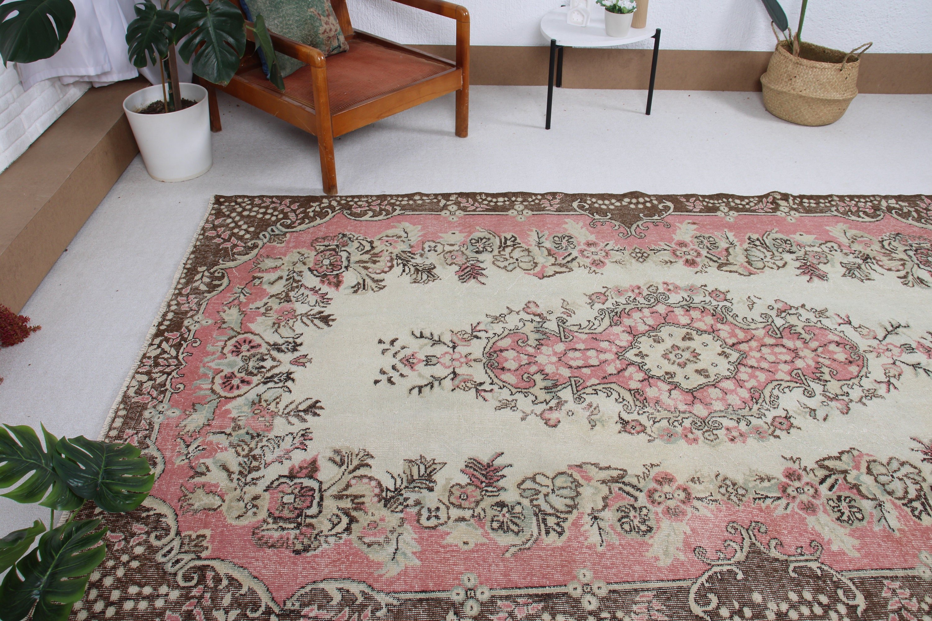 Vintage Halı, Büyük Vintage Halı, Bej Ev Dekorasyonu Halısı, Türk Halıları, 5.3x8.9 ft Büyük Halılar, Mutfak Halısı, Yer Halıları, Oturma Odası Halıları