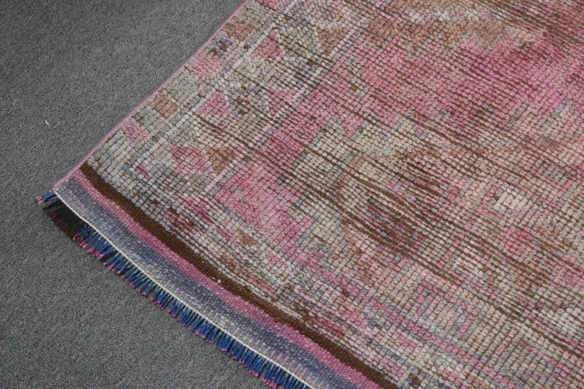 Pink Statement Rug, Flatweave Rugs, Home Decor Rugs, Beni Ourain Runner Rug, Kitchen Rug, Turkish Rugs, 3.4x13 ft Runner Rug, Vintage Rugs