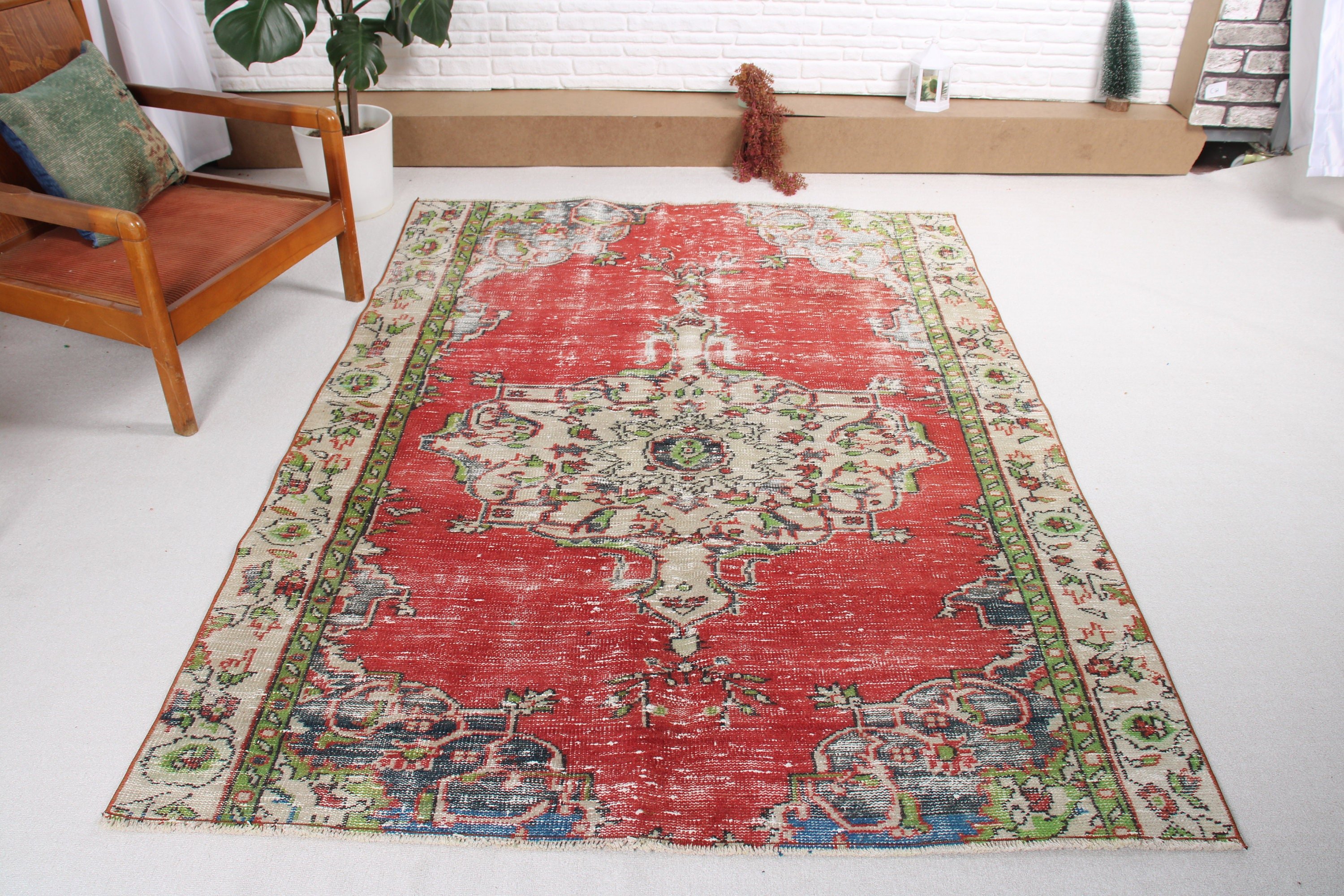 Luxury Rugs, Dining Room Rug, Nursery Rugs, Kitchen Rug, Red Statement Rug, Turkish Rug, 5.3x7 ft Area Rugs, Antique Rug, Vintage Rugs