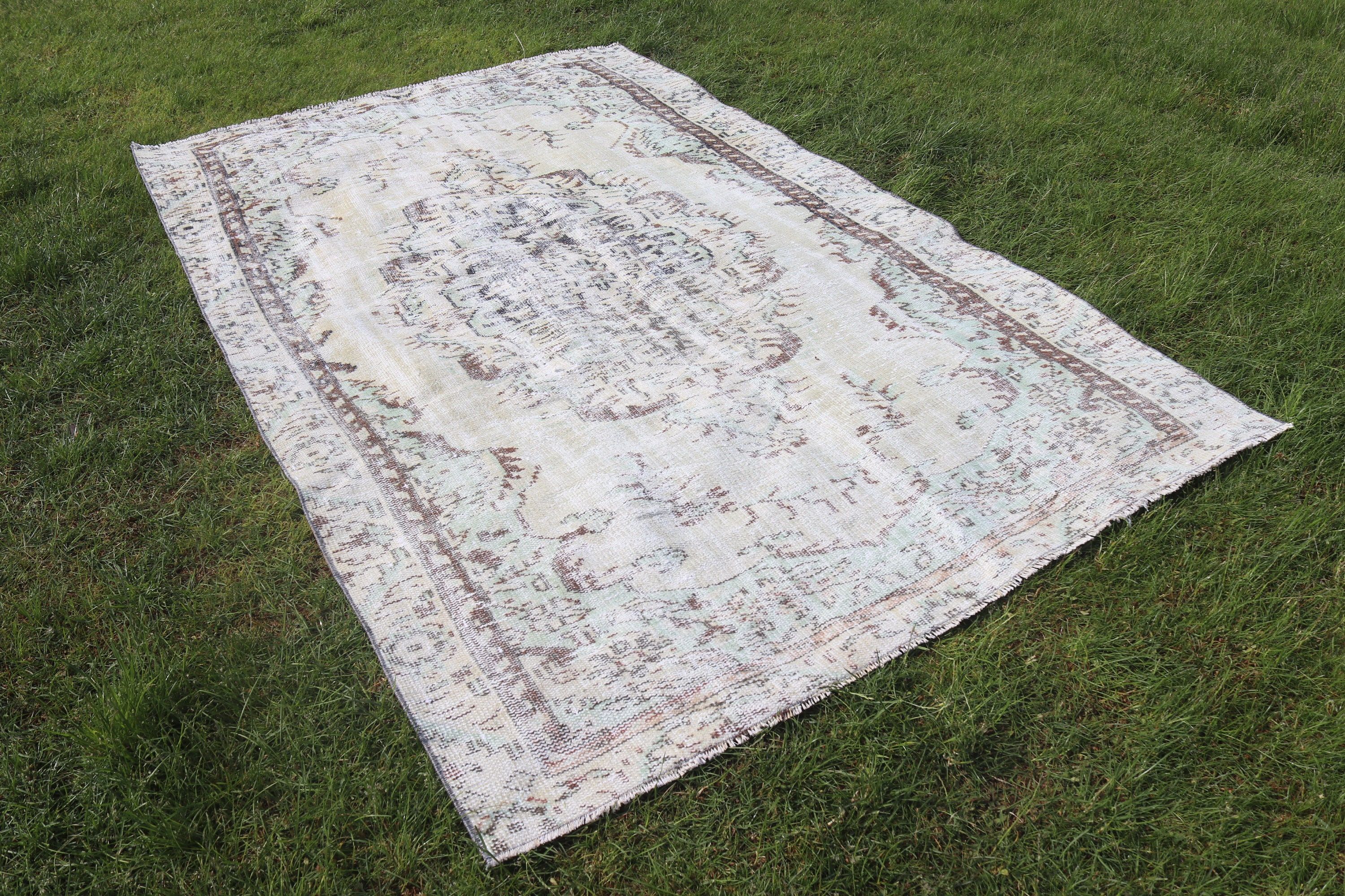 Türk Halıları, Vintage Halılar, Yatak Odası Halıları, 5.3x8 ft Büyük Halı, Büyük Boho Halısı, Bej Yatak Odası Halıları, Büyük Boho Halıları