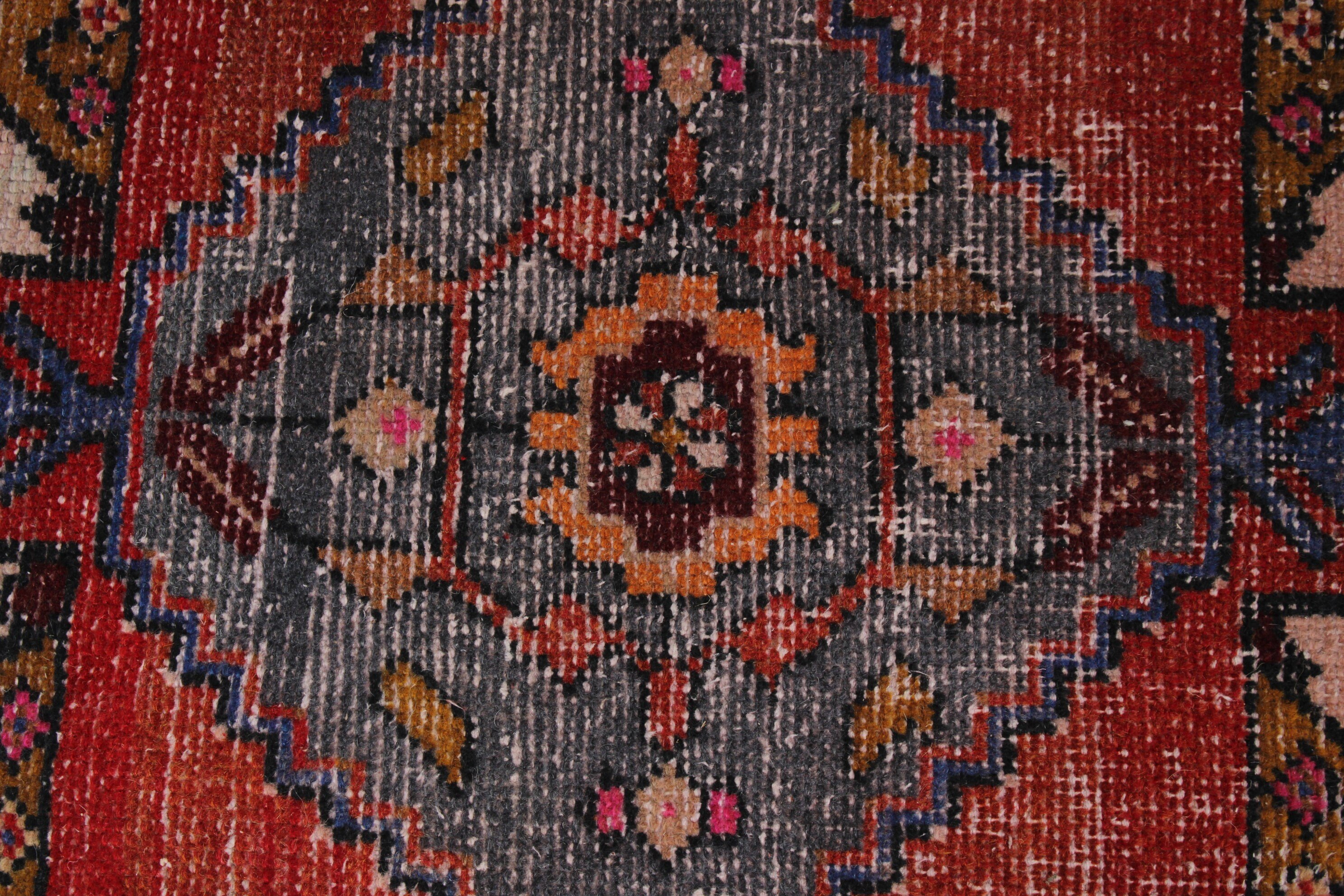 Gri El Dokuma Halı, Yatak Odası Halıları, 1.5x3.3 ft Küçük Halılar, Türk Halısı, Küçük Boho Halısı, Vintage Halılar, Geometrik Halılar, El Dokuma Halılar