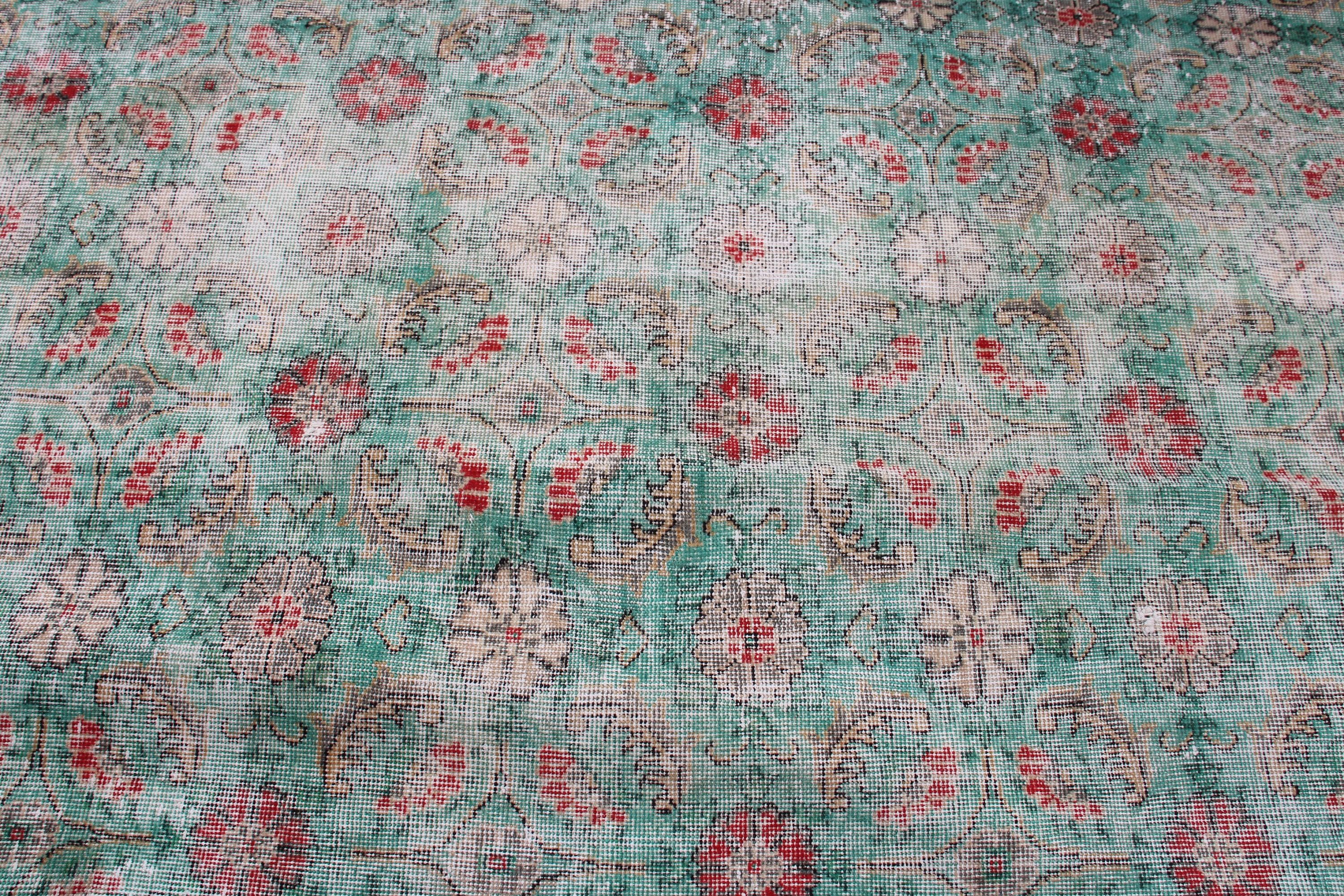 Yer Halıları, Yeşil Antika Halılar, Vintage Halılar, Büyük Boho Halılar, Türk Halısı, Geometrik Halı, Salon Halısı, Antika Halı, 5.7x8.9 ft Büyük Halı