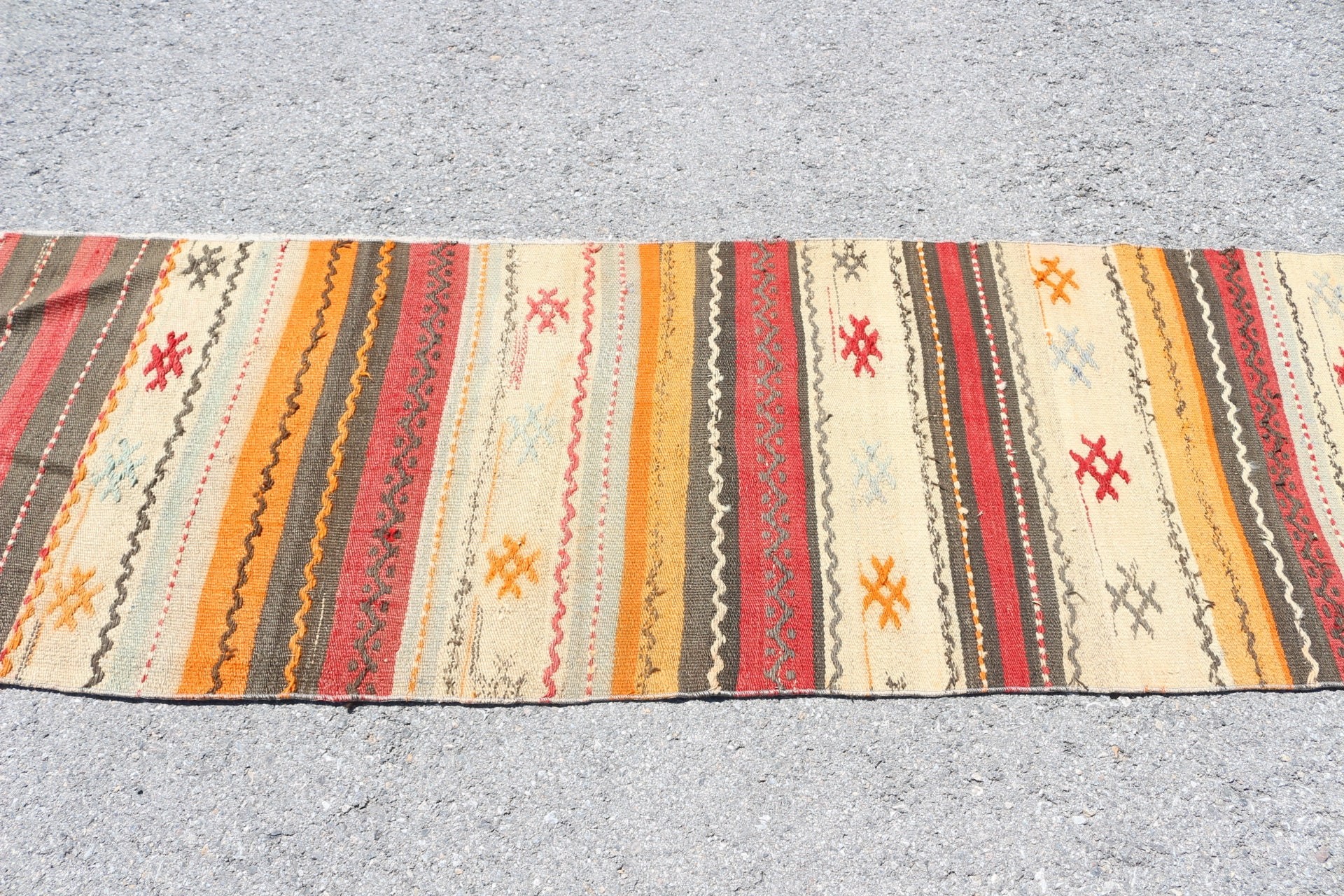 Vintage Rug, Orange Anatolian Rug, Custom Rugs, Turkish Rug, 2.3x6.8 ft Runner Rugs, Kilim, Kitchen Rug, Stair Rug, Cool Rugs, Antique Rug