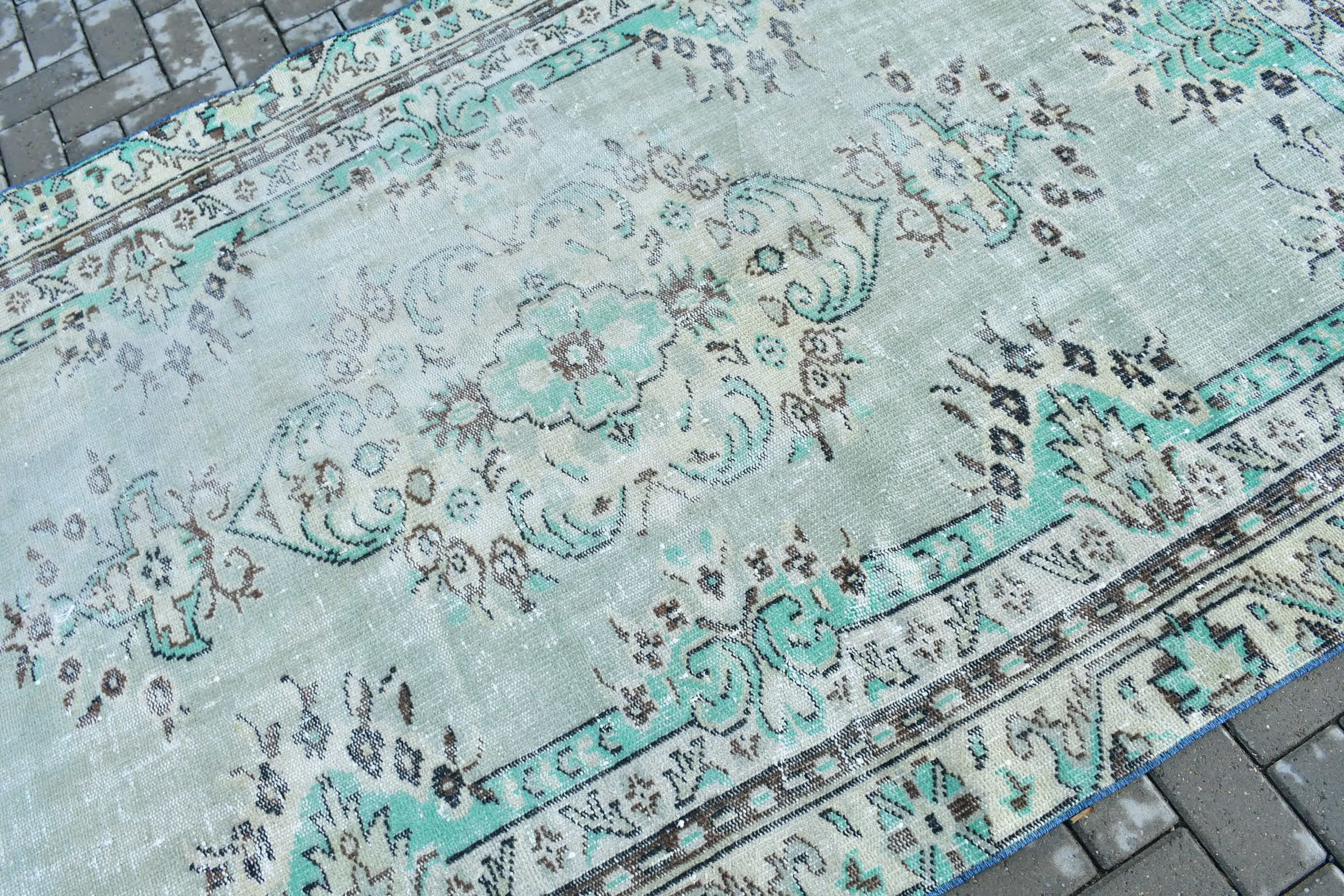 Turkish Rugs, Floor Rugs, Pale Rug, Vintage Rug, 5.2x8.9 ft Large Rugs, Home Decor Rug, Bedroom Rug, Living Room Rugs, Green Anatolian Rugs