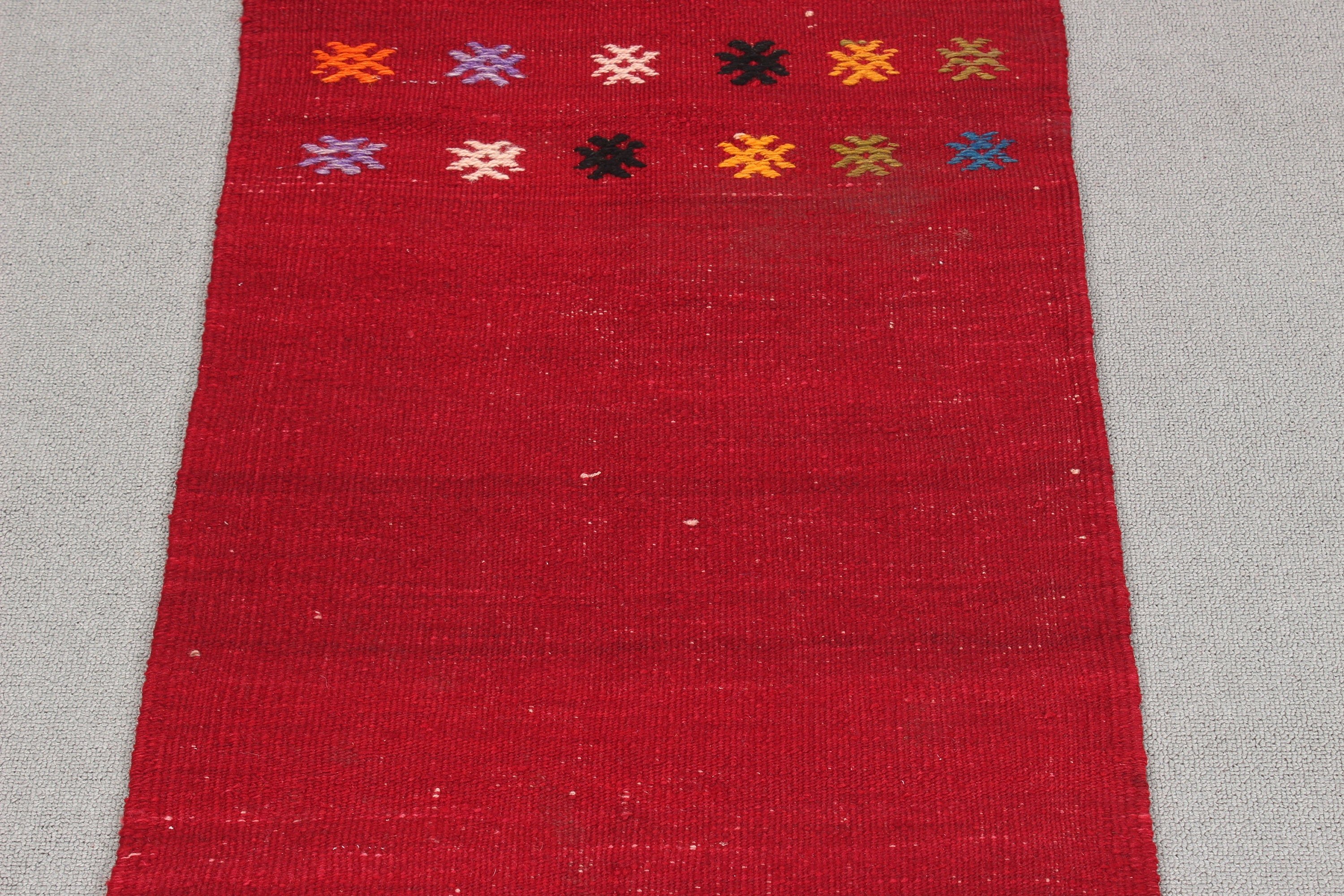 Exotic Rug, Vintage Rug, Kilim, Vintage Runner Rugs, Turkish Rug, 1.7x8.3 ft Runner Rug, Anatolian Rug, Luxury Rugs, Red Handwoven Rugs