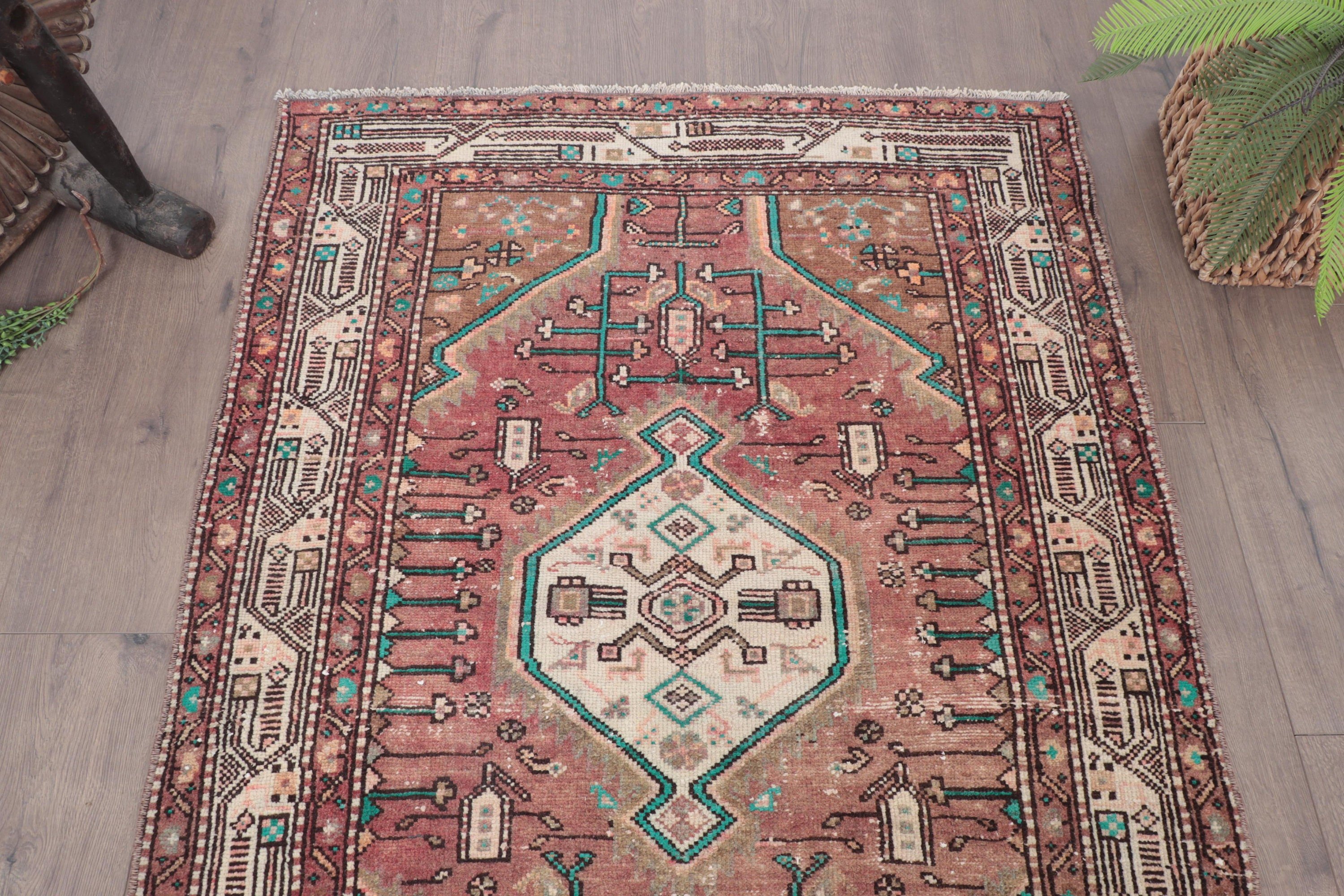 Bronze Kitchen Rug, Oriental Rug, Entry Rug, Boho Accent Rug, Anatolian Rug, Turkish Rug, Vintage Rugs, Turkey Rug, 3.4x4.9 ft Accent Rugs