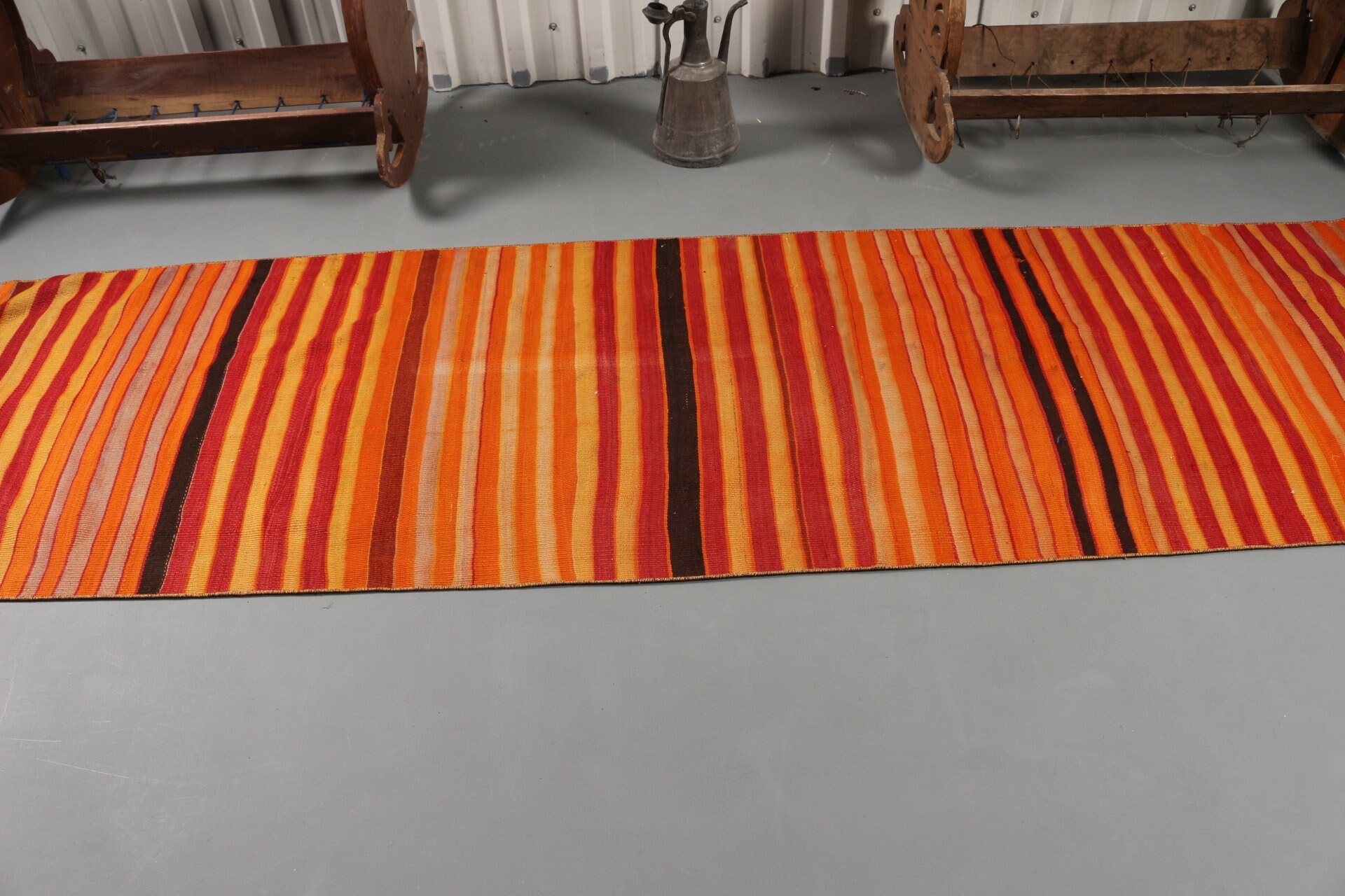 Mutfak Halısı, 2.8x10.1 ft Yolluk Halıları, Turuncu Soğuk Halı, Kilim, Koridor Halısı, Türk Halısı, Ev Dekor Halısı, Vintage Halılar