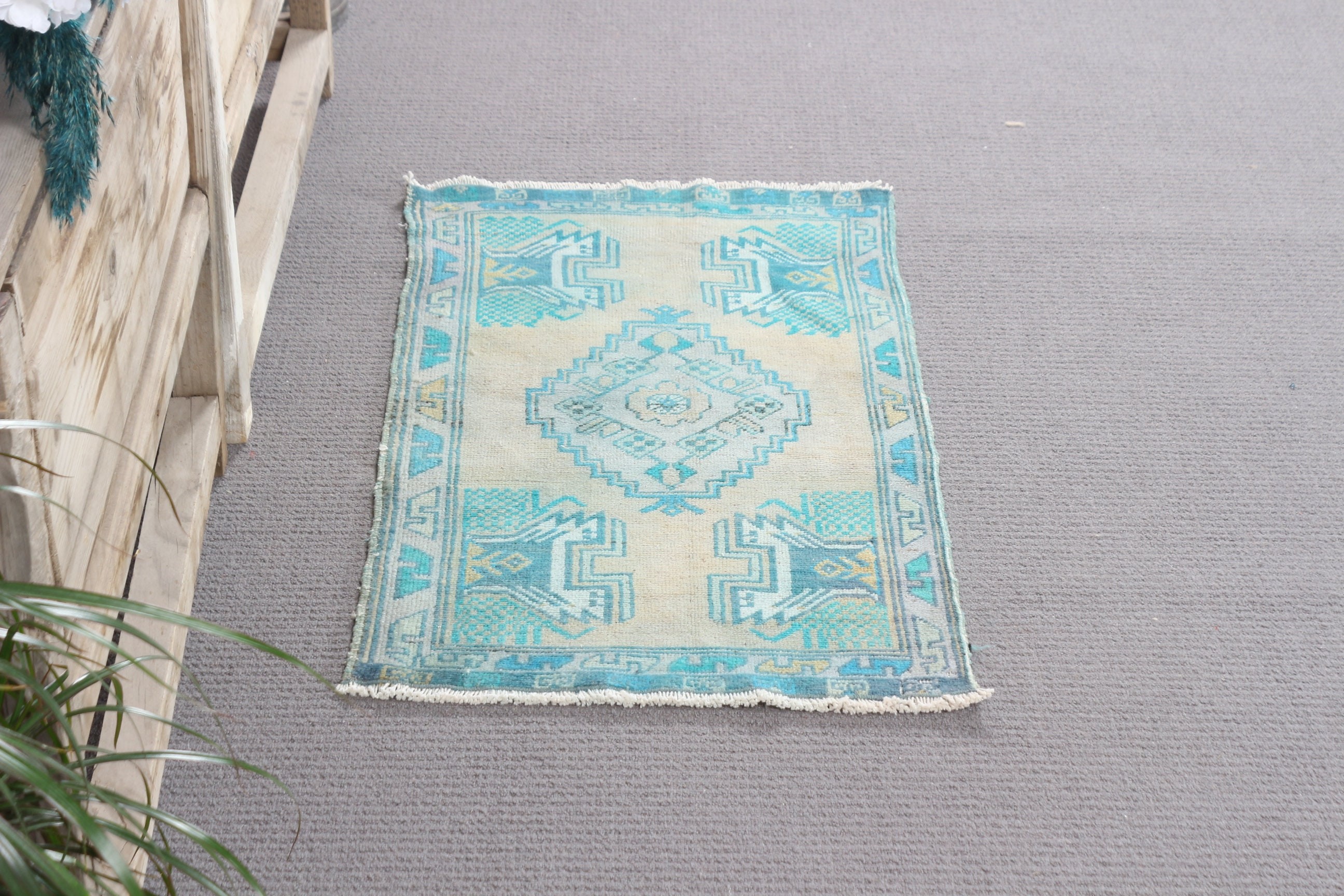 Rugs for Entry, Vintage Rugs, Moroccan Rug, Ethnic Rug, Bath Rug, 1.7x2.9 ft Small Rugs, Kitchen Rug, Blue Kitchen Rug, Turkish Rugs