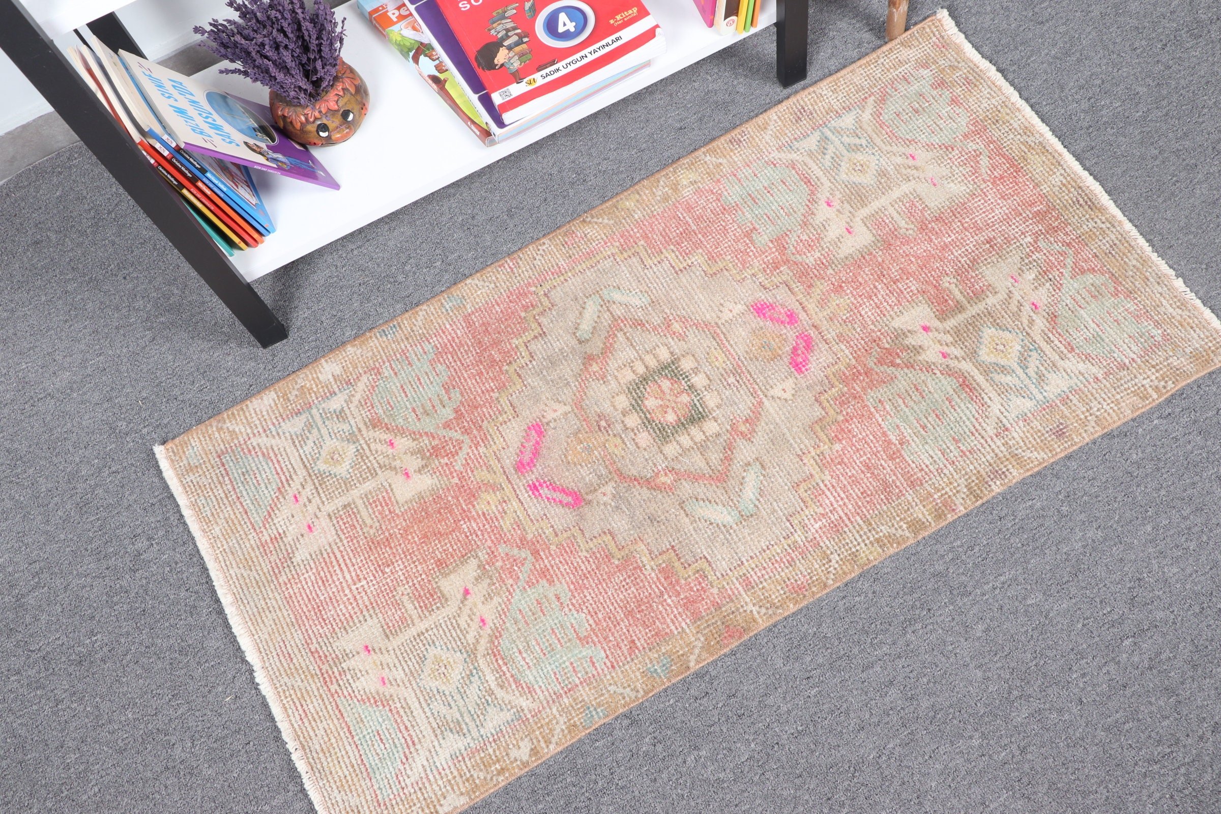 Bedroom Rug, Vintage Rugs, Oriental Rug, 1.7x3.3 ft Small Rug, Turkey Rug, Car Mat Rug, Turkish Rug, Rugs for Entry, Pink Home Decor Rug