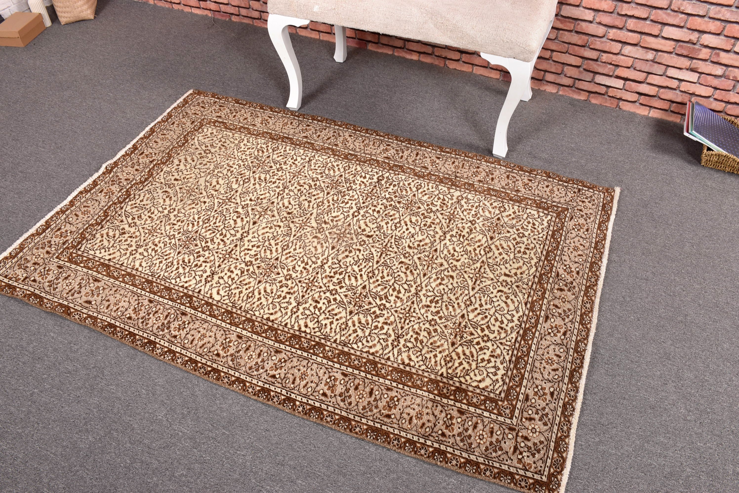 Beige Anatolian Rugs, Decorative Rugs, 3.6x5.5 ft Accent Rug, Turkish Rugs, Modern Rugs, Vintage Rugs, Nursery Rugs