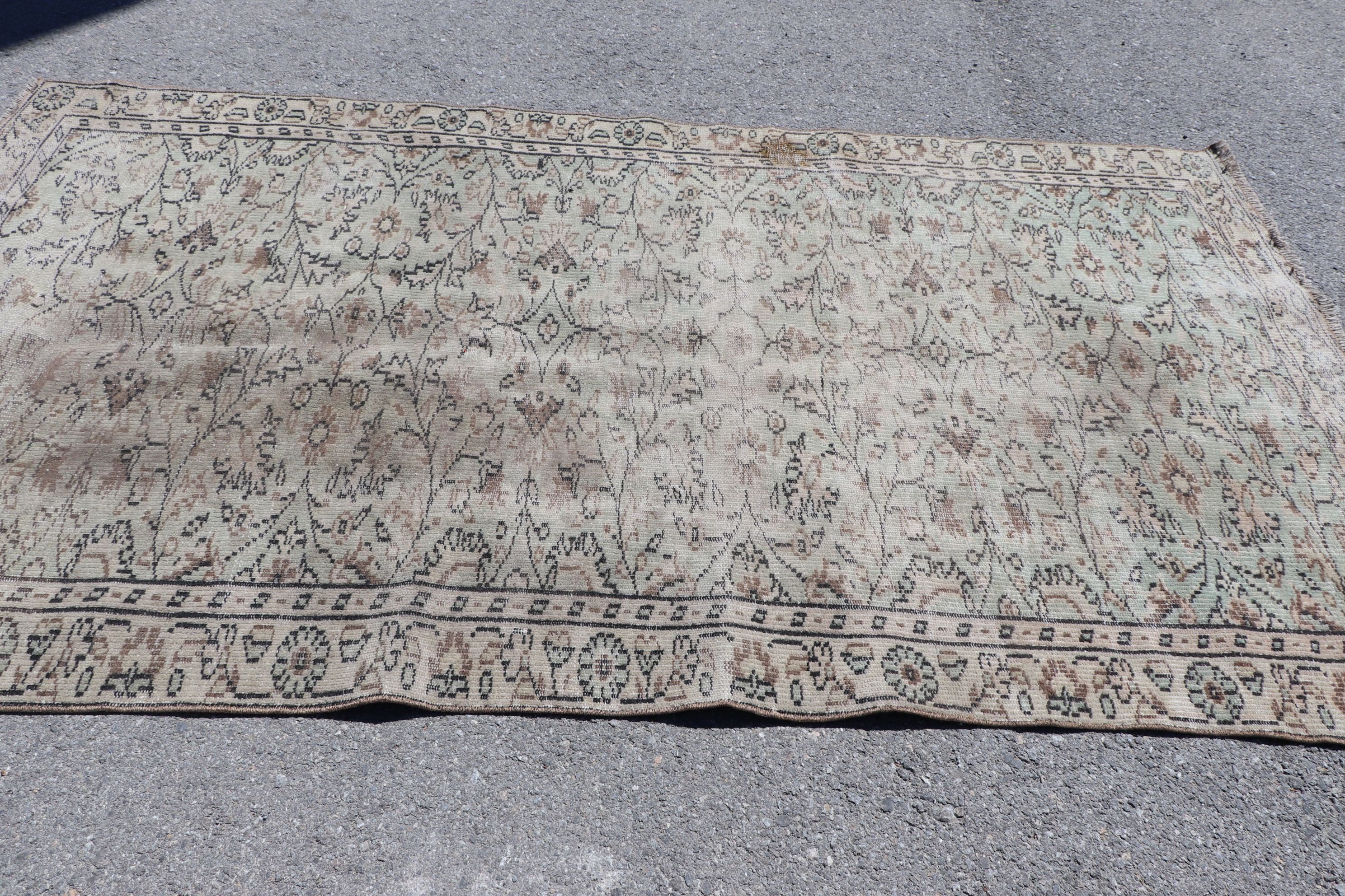 Yemek Odası Halısı, 5x8.7 ft Büyük Halılar, Sanat Halısı, Türk Halısı, Oturma Odası Halısı, Vintage Halı, Antika Halı, Bej Ev Dekor Halısı, Anadolu Halıları