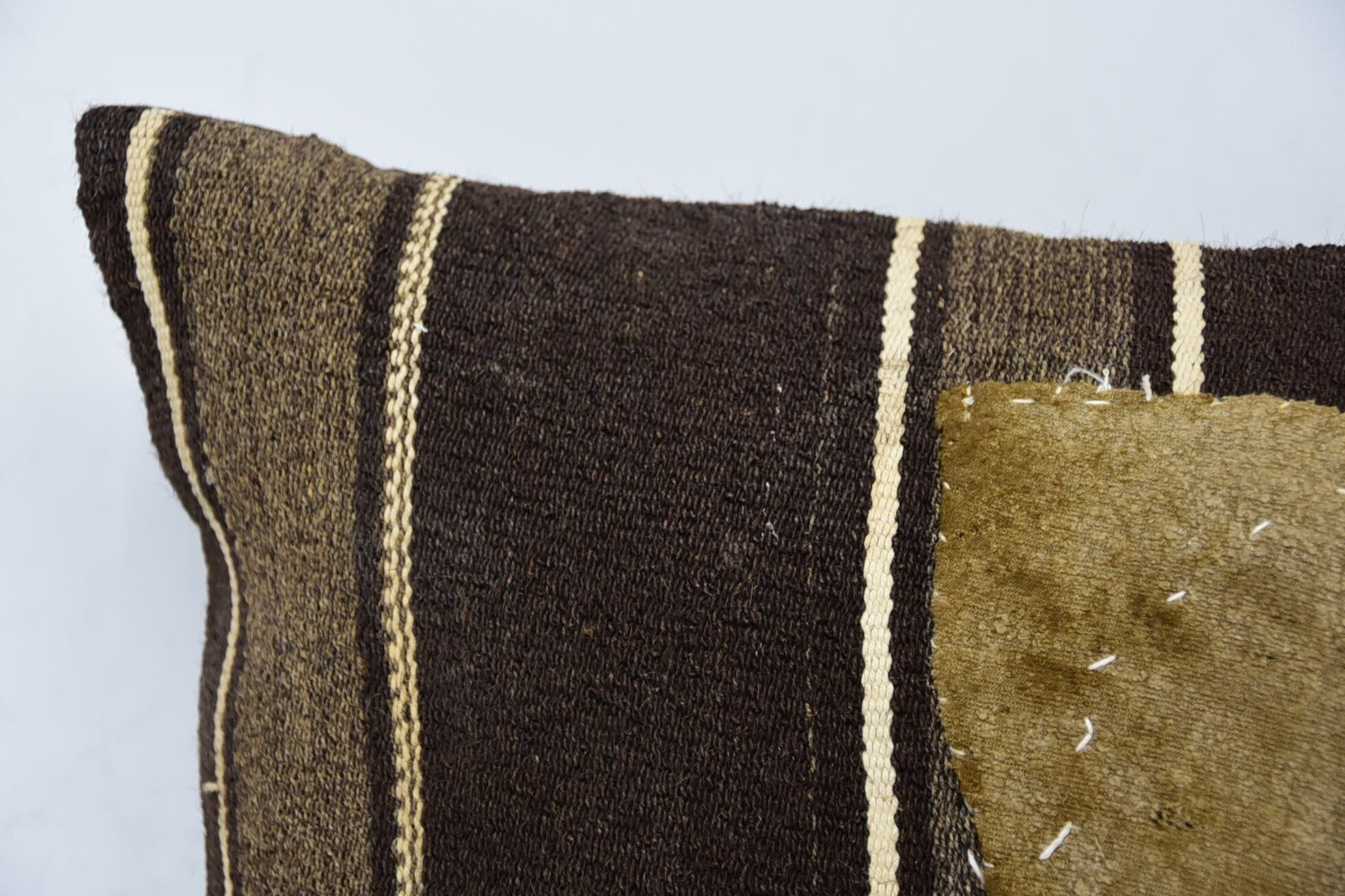 Comfy Throw Pillow, Kilim Cushion Sham, Interior Designer Pillow, 16"x24" Brown Pillow Sham, Throw Kilim Pillow, Patio Pillow Sham