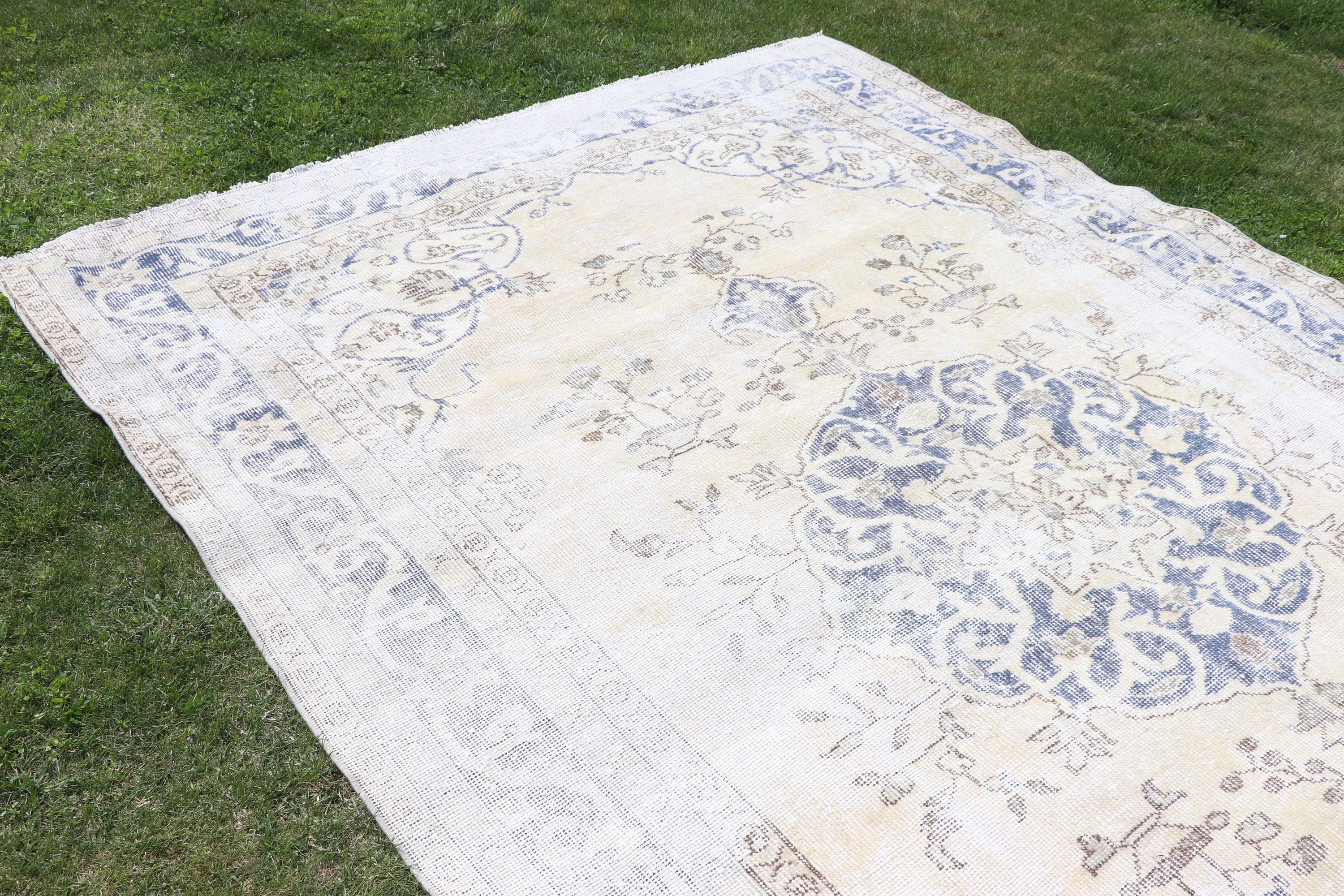 6.5x10 ft Large Rug, Vintage Rugs, Oriental Rug, Turkish Rug, Beige Moroccan Rug, Flatweave Rug, Dining Room Rugs, Living Room Rugs