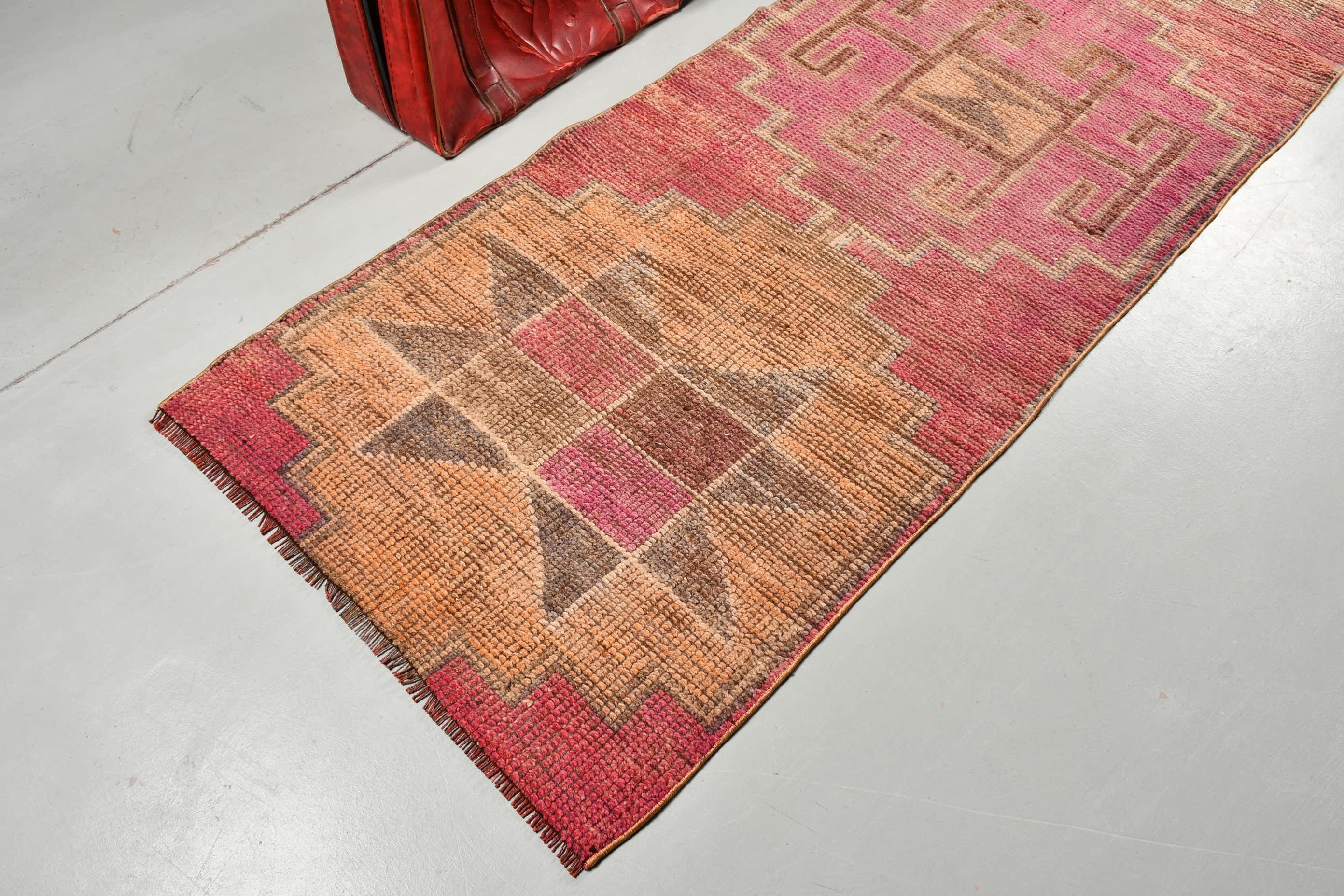 3x9.4 ft Runner Rug, Anatolian Rugs, Turkish Rugs, Pink Home Decor Rugs, Oriental Rug, Hallway Rugs, Vintage Rug, Rugs for Corridor