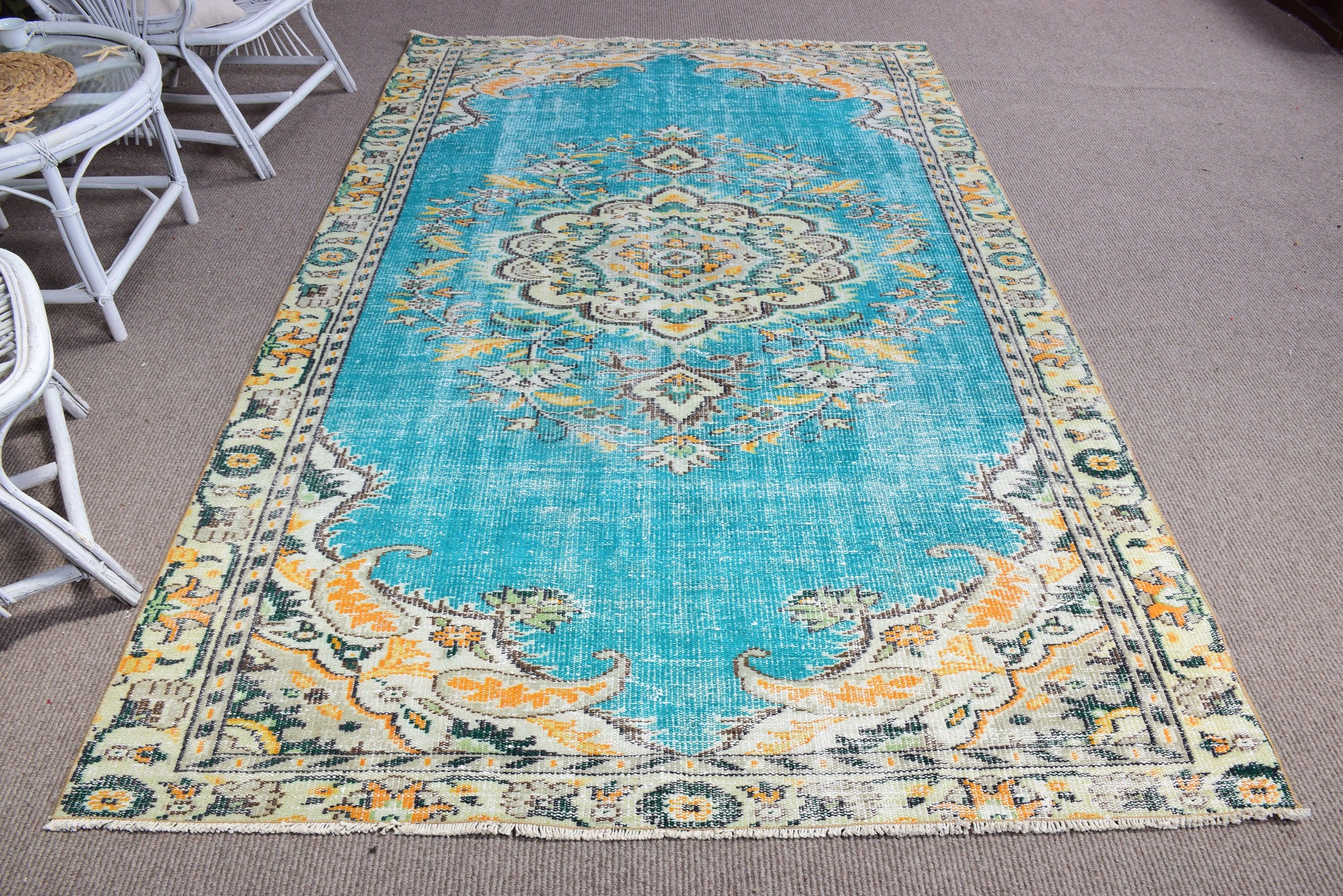 5.5x8.8 ft Large Rugs, Exotic Rug, Green Antique Rugs, Turkish Rug, Vintage Rug, Bedroom Rugs, Modern Rugs, Living Room Rugs, Flatweave Rug