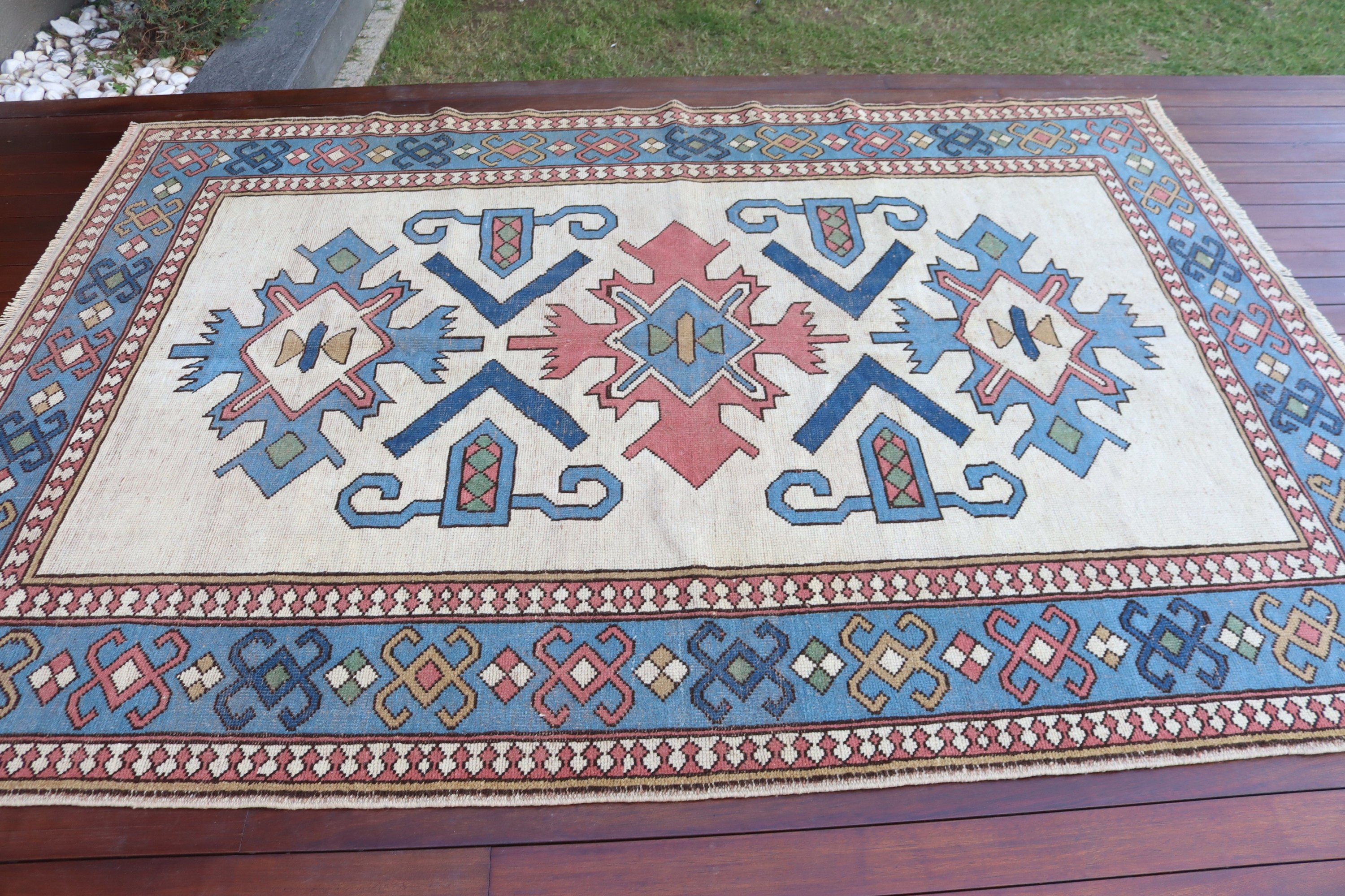 Türk Halıları, 6x8,3 ft Büyük Halılar, Salon Halıları, Büyük Boho Halısı, Fas Halıları, Geometrik Halı, Bej Boho Halısı, Vintage Halı, Yatak Odası Halısı