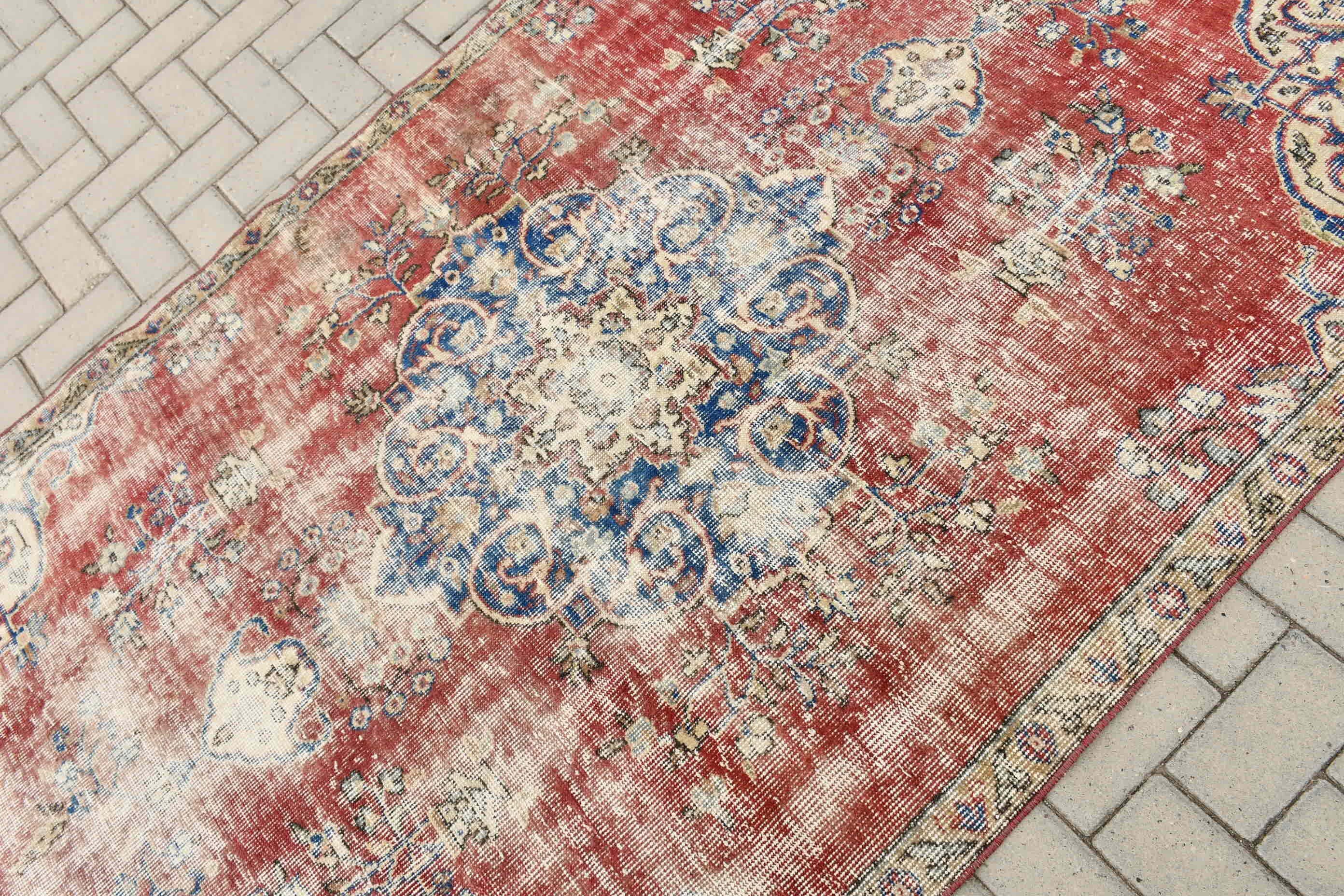 Vintage Rug, Pastel Rug, Red Anatolian Rugs, Turkish Rug, Kitchen Rug, Living Room Rug, Home Decor Rug, 4.5x7.6 ft Area Rug, Floor Rugs