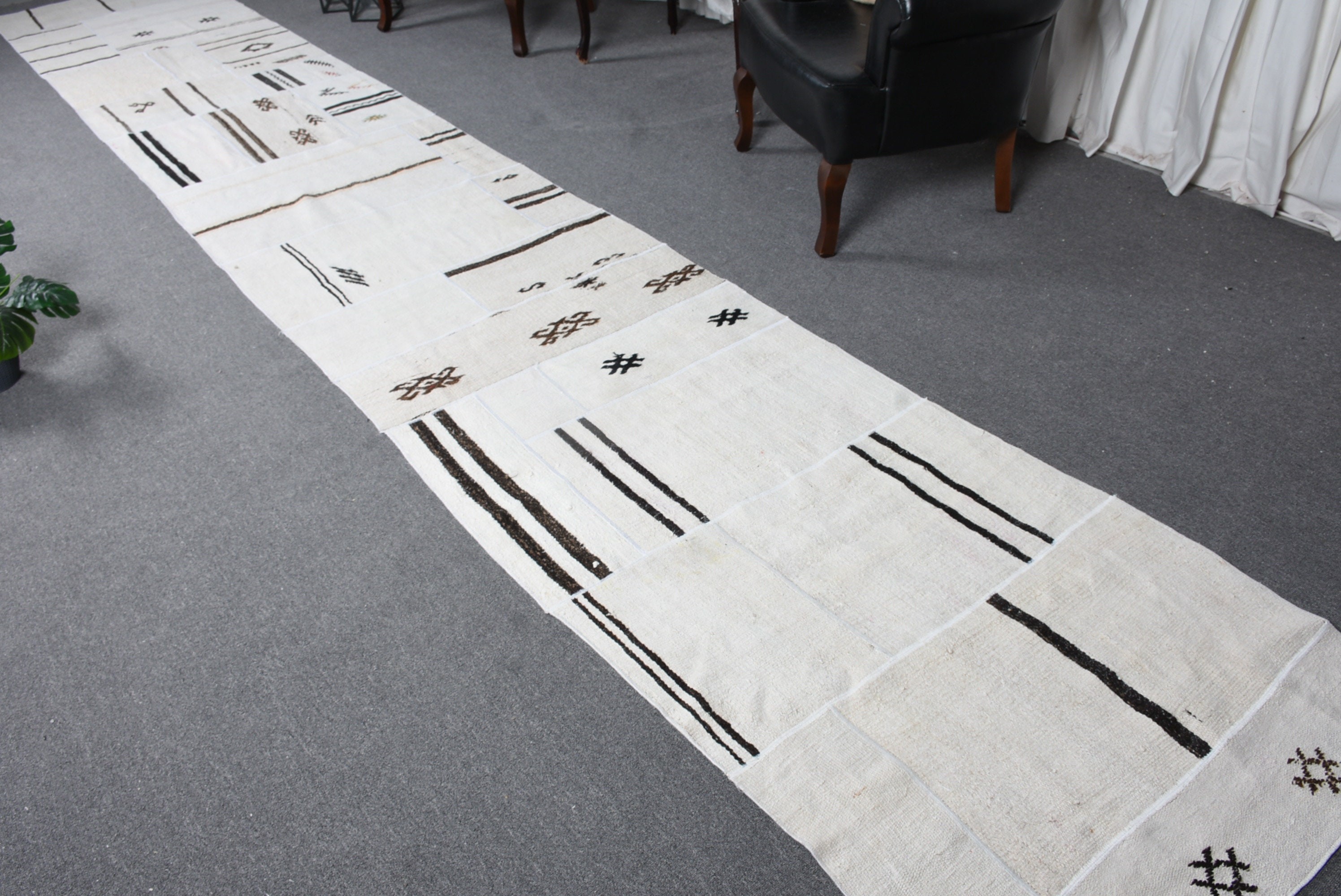 Sevimli Halı, Vintage Halı, Anadolu Halısı, Türk Halısı, Havalı Halılar, Koridor Halısı, 3x18,1 ft Runner Halıları, Koridor Halıları, Beyaz Anadolu Halısı