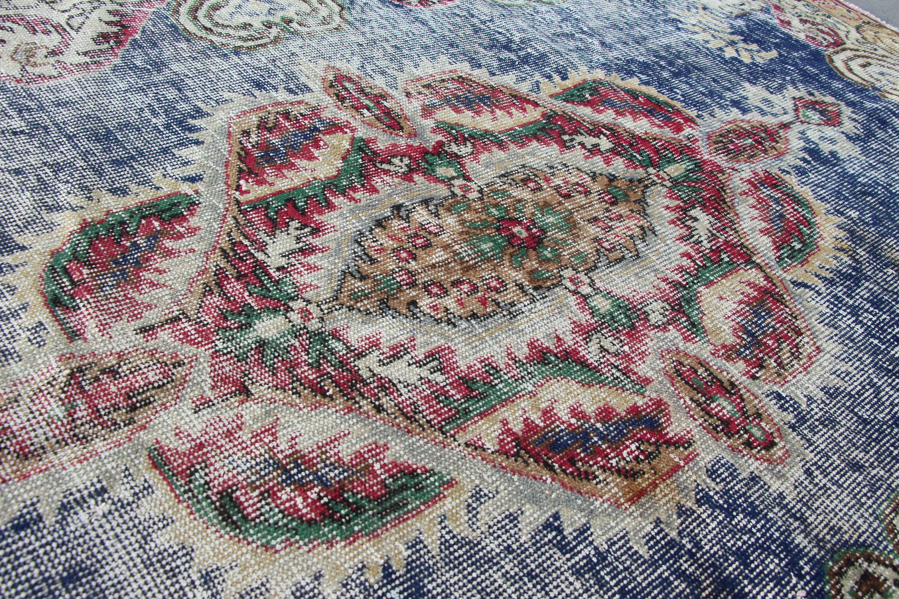 Oturma Odası Halıları, Türk Halıları, Mavi Oushak Halısı, Etnik Halılar, Anadolu Halısı, Antika Halı, Vintage Halılar, Yatak Odası Halıları, 6x9.2 ft Büyük Halı