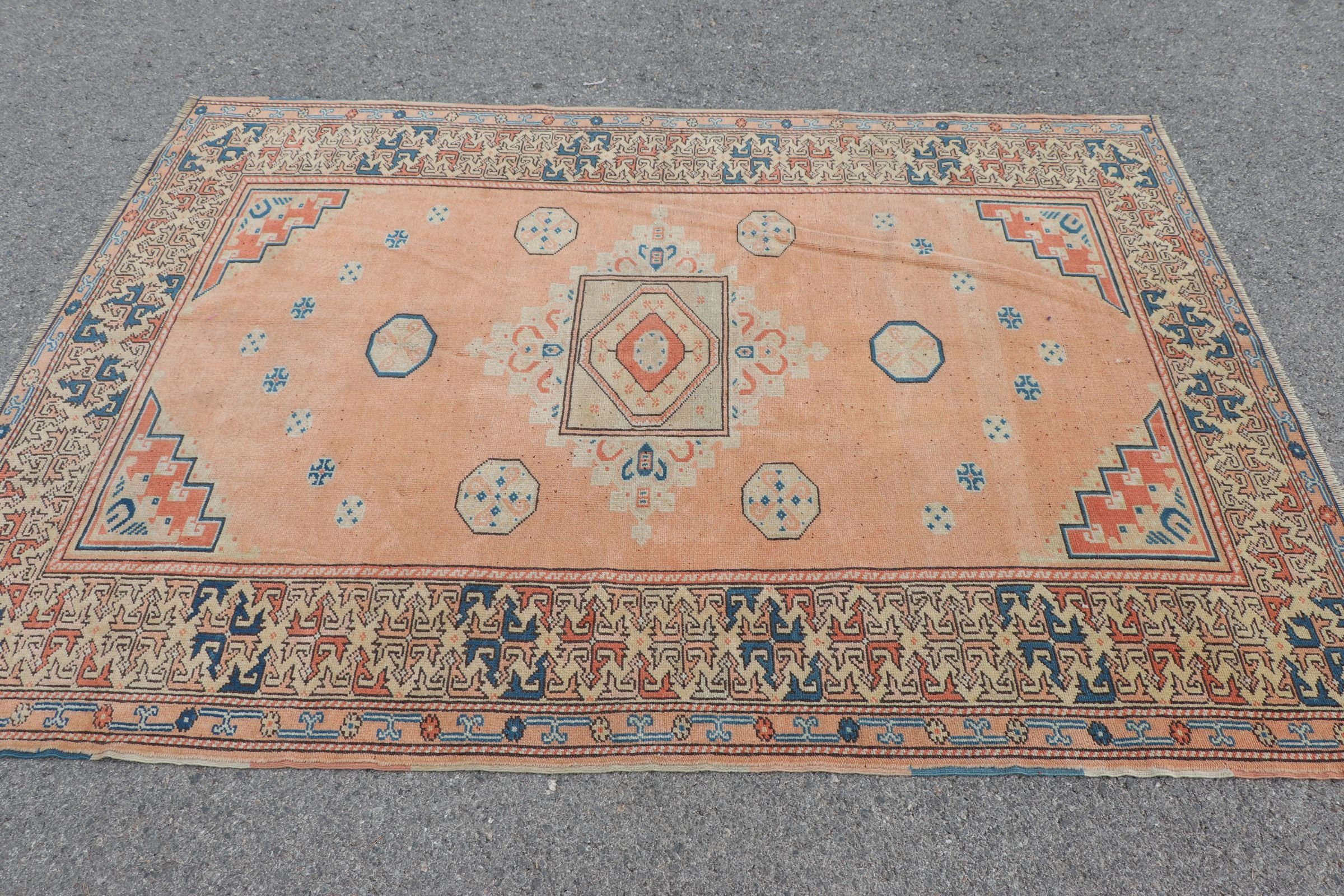 Bedroom Rugs, Pink Oushak Rug, Turkish Rug, 5x7 ft Area Rugs, Vintage Rug, Antique Rug, Rugs for Kitchen, Moroccan Rug, Living Room Rugs