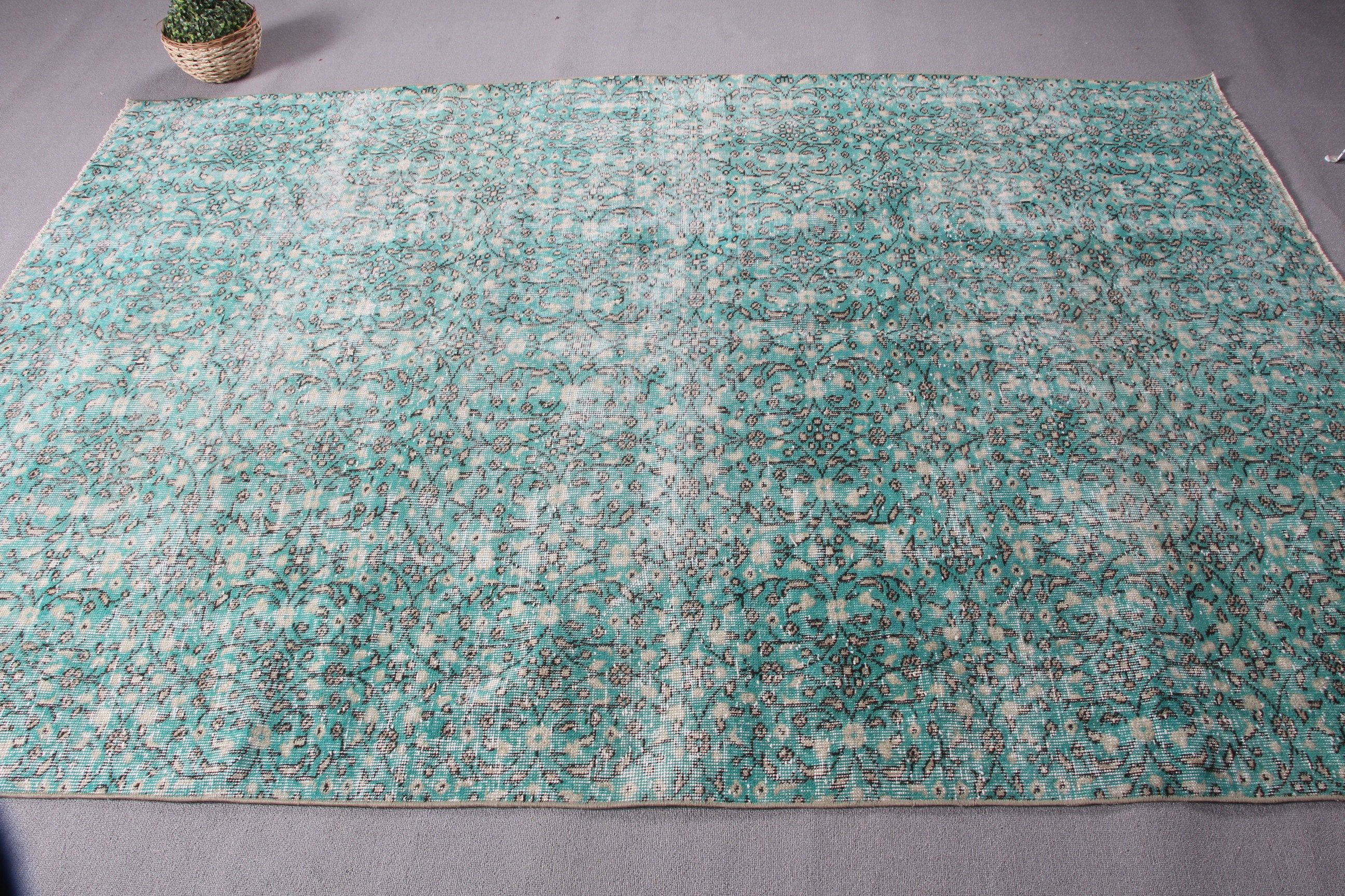 Turkish Rugs, Living Room Rugs, Oriental Rugs, Vintage Rug, Green Kitchen Rugs, 5.6x8.5 ft Large Rug, Dining Room Rug