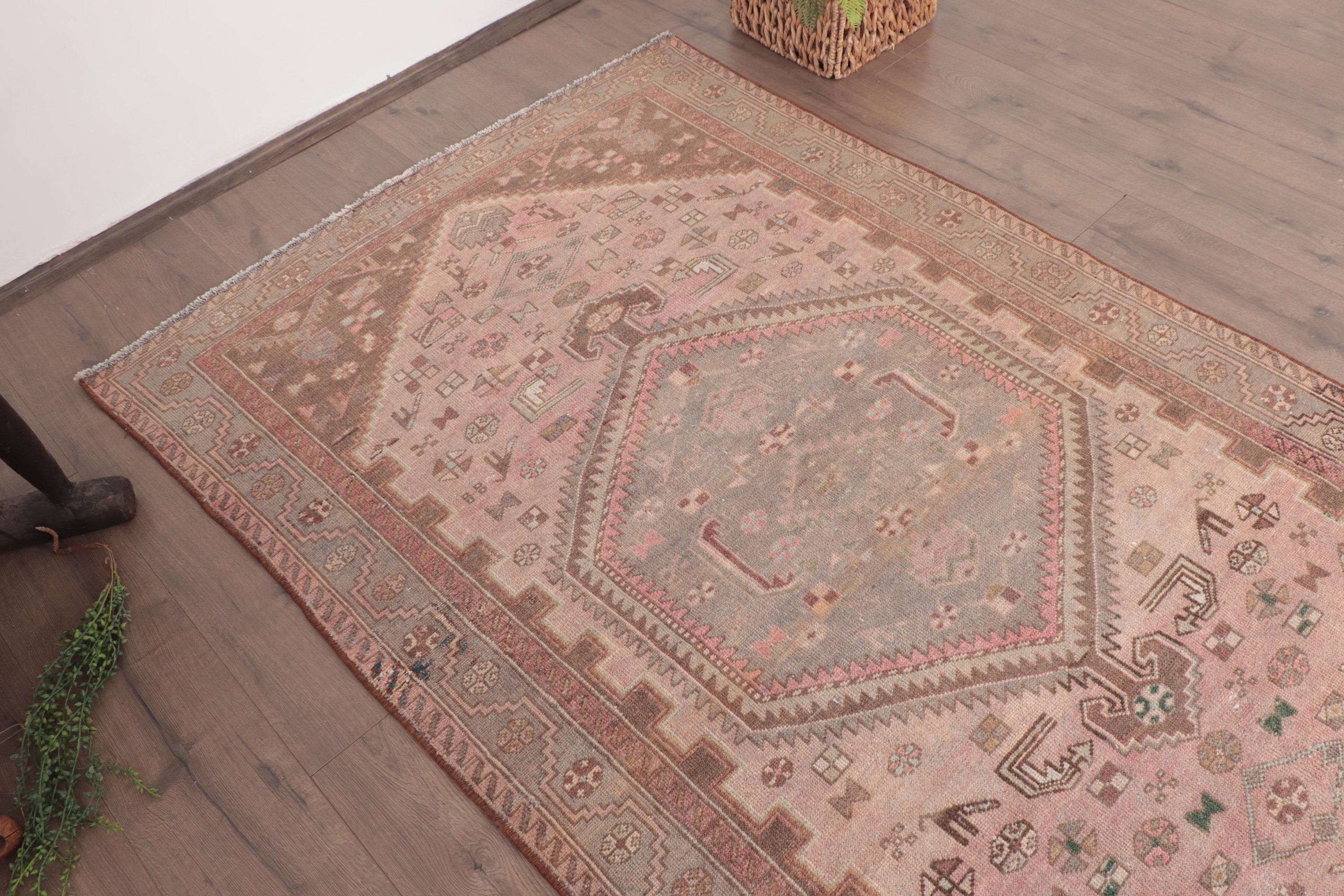 Oushak Bölge Halısı, Havalı Halılar, Yer Halısı, Pembe Boho Halısı, Vintage Dekor Halıları, Türk Halıları, Vintage Alan Halısı, 4x6,6 ft Alan Halısı, Vintage Halılar