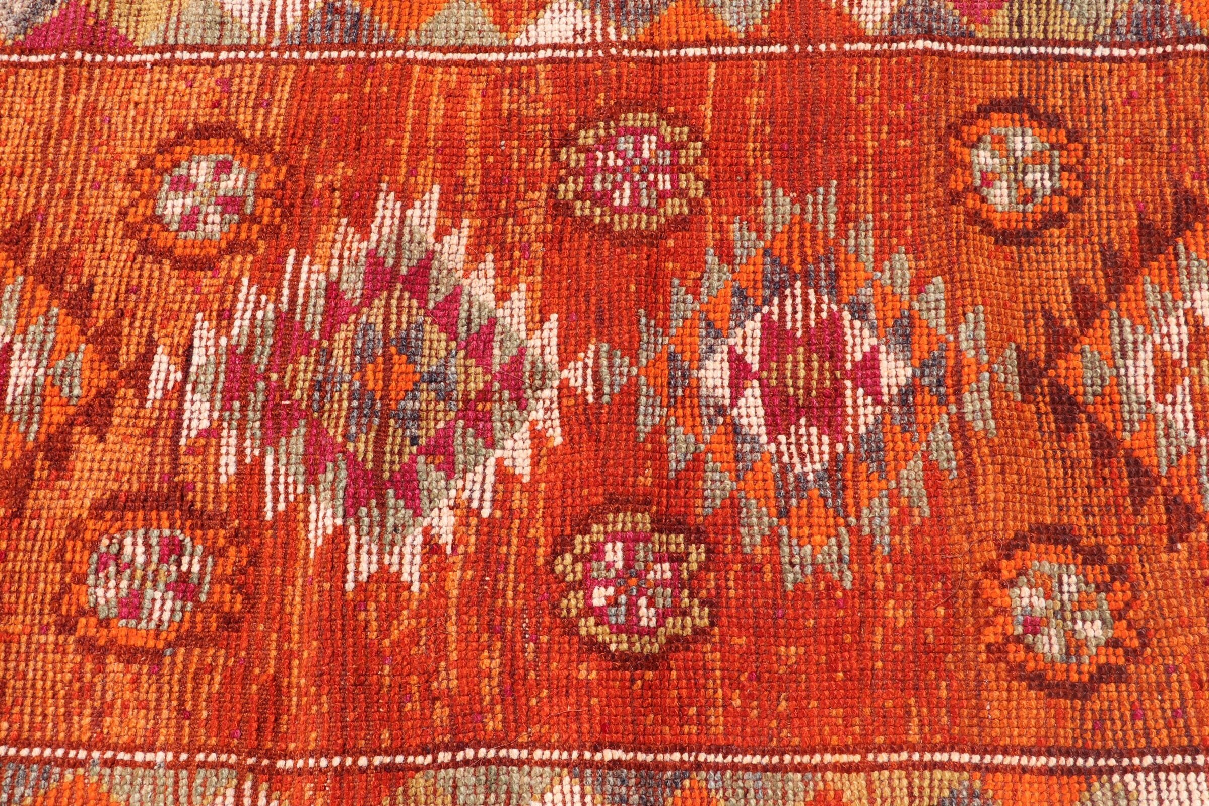 Rugs for Corridor, Cool Rug, Orange Oushak Rugs, Vintage Rug, Antique Rugs, 2.6x11.8 ft Runner Rug, Kitchen Rug, Turkish Rug, Stair Rugs