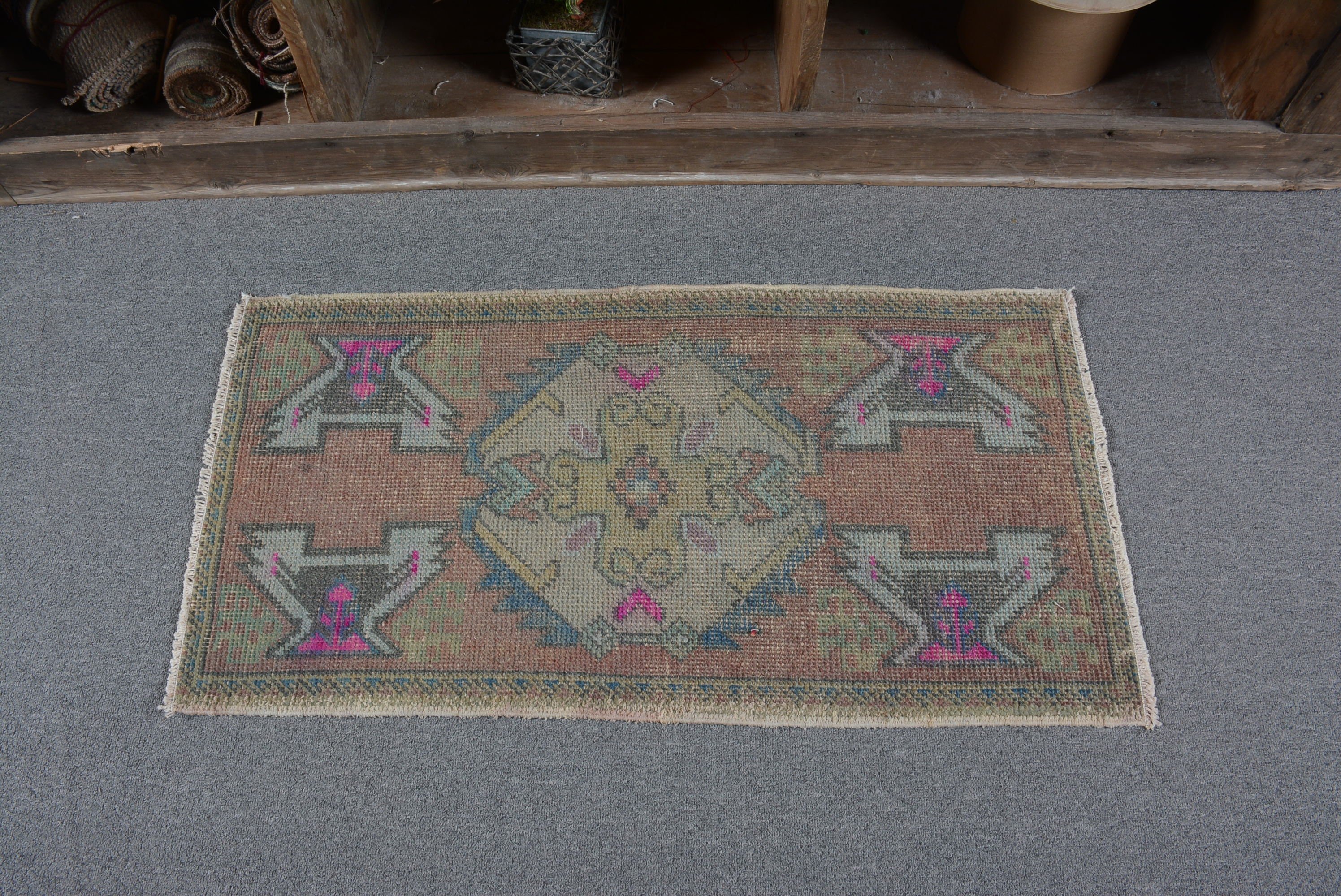 Moroccan Rug, Orange Antique Rug, Vintage Rugs, Entry Rug, Entryway Rug Rugs, 1.6x3.1 ft Small Rug, Turkish Rug, Door Mat Rug