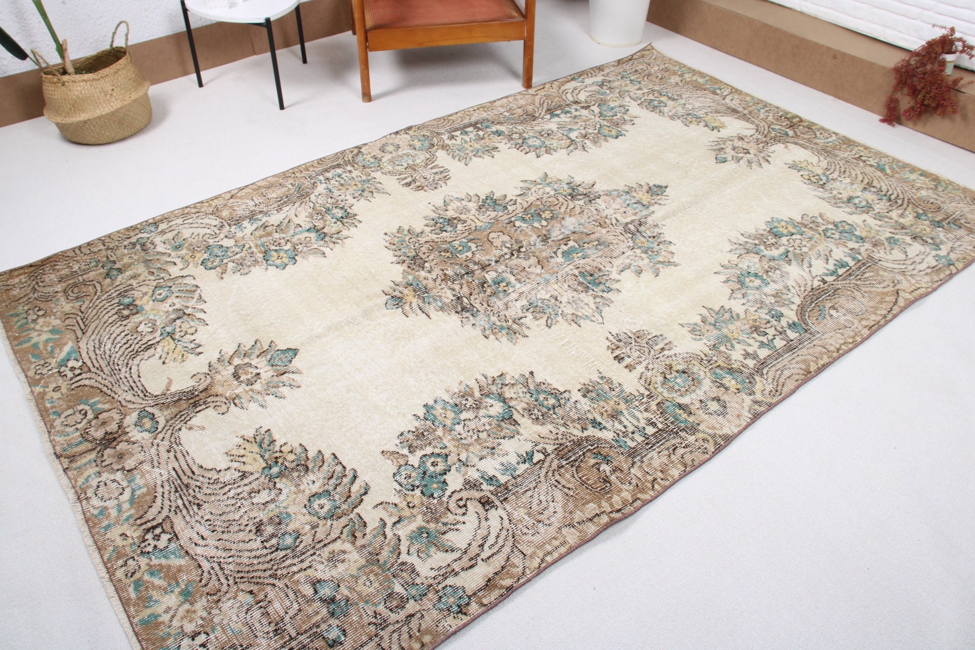 Rugs for Salon, Vintage Rug, Bedroom Rugs, Beige Statement Rugs, Modern Rug, Turkish Rugs, 5.5x8.8 ft Large Rugs, Large Boho Rug