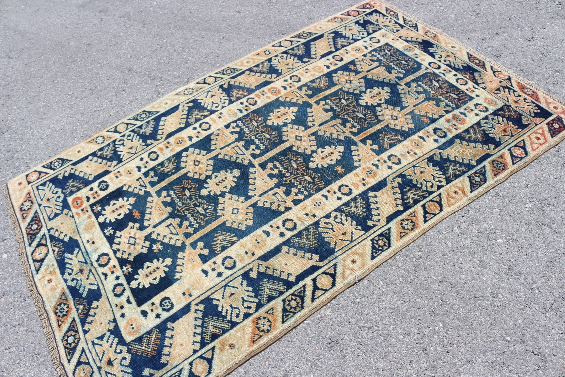 Nursery Rugs, Yellow  3.8x6.4 ft Area Rug, Vintage Rug, Aztec Rug, Antique Rug, Turkish Rugs, Rugs for Kitchen