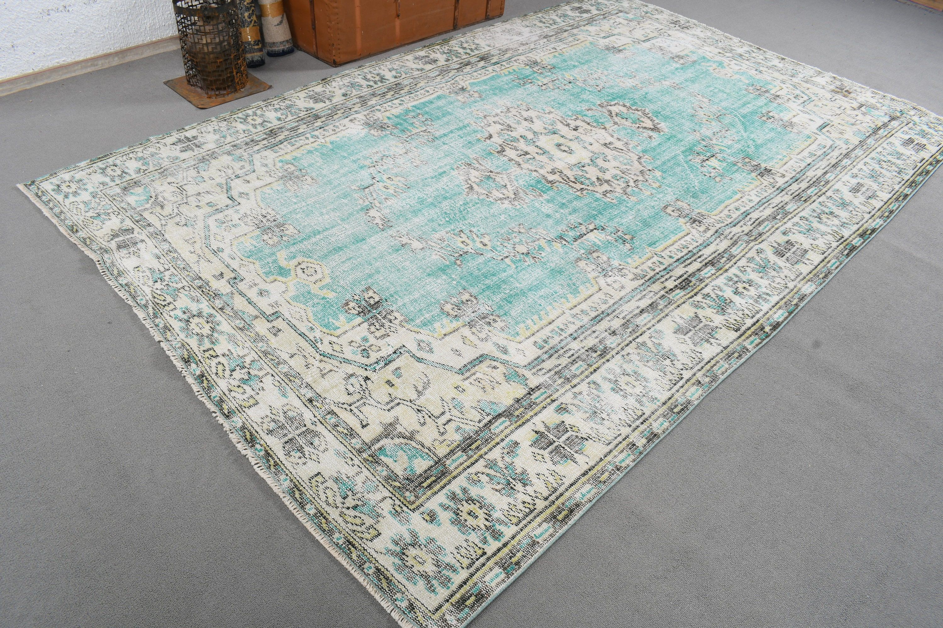 Vintage Halılar, Fas Halısı, Büyük Boho Halısı, Türk Halıları, Bej İfade Halıları, Yer Halısı, 6.2x9.6 ft Büyük Halı, Büyük Vintage Halı