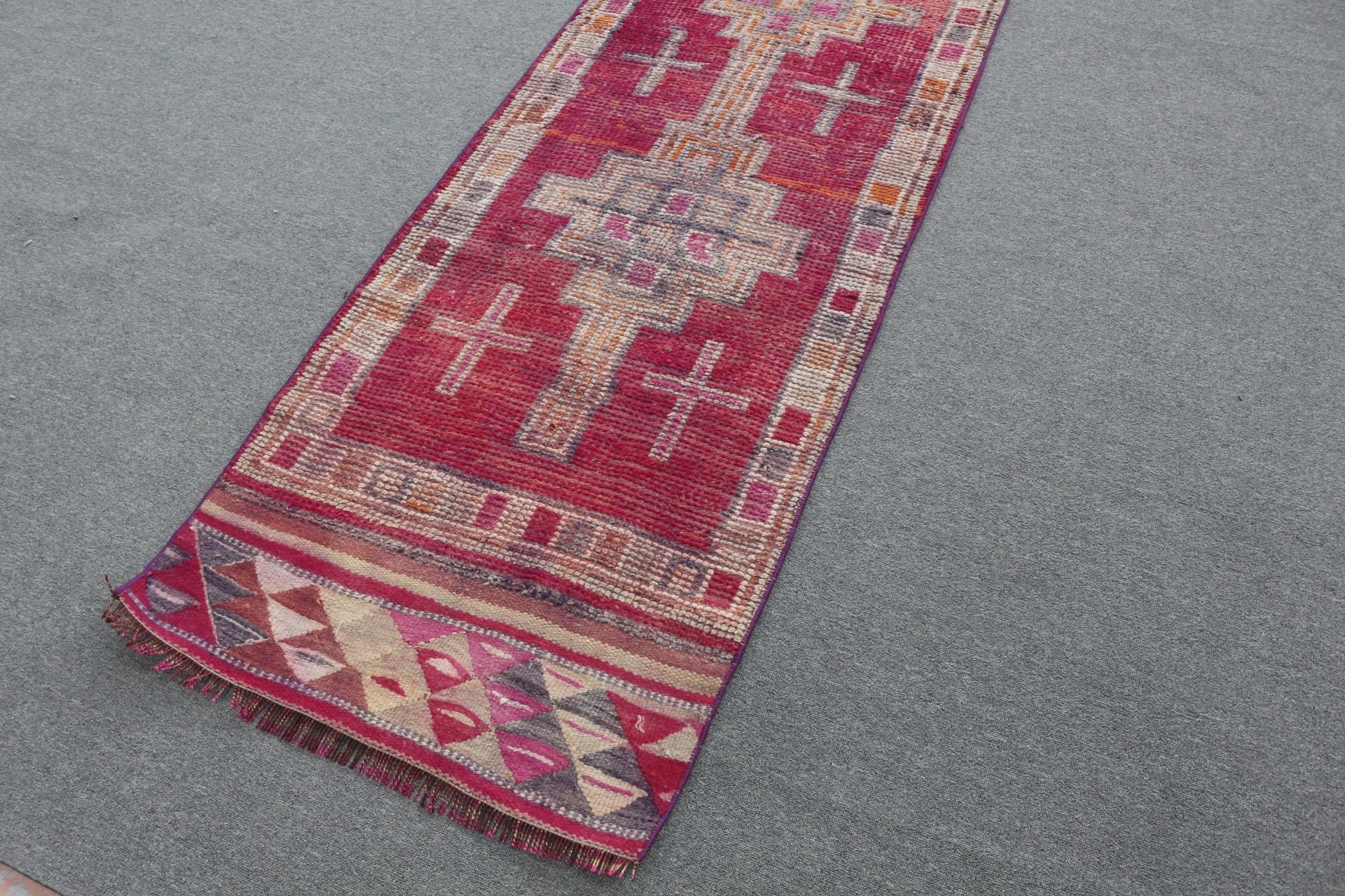 Cool Rug, Rugs for Kitchen, Cute Rug, 2.6x10 ft Runner Rugs, Turkish Rugs, Vintage Rugs, Purple Home Decor Rugs, Kitchen Rug