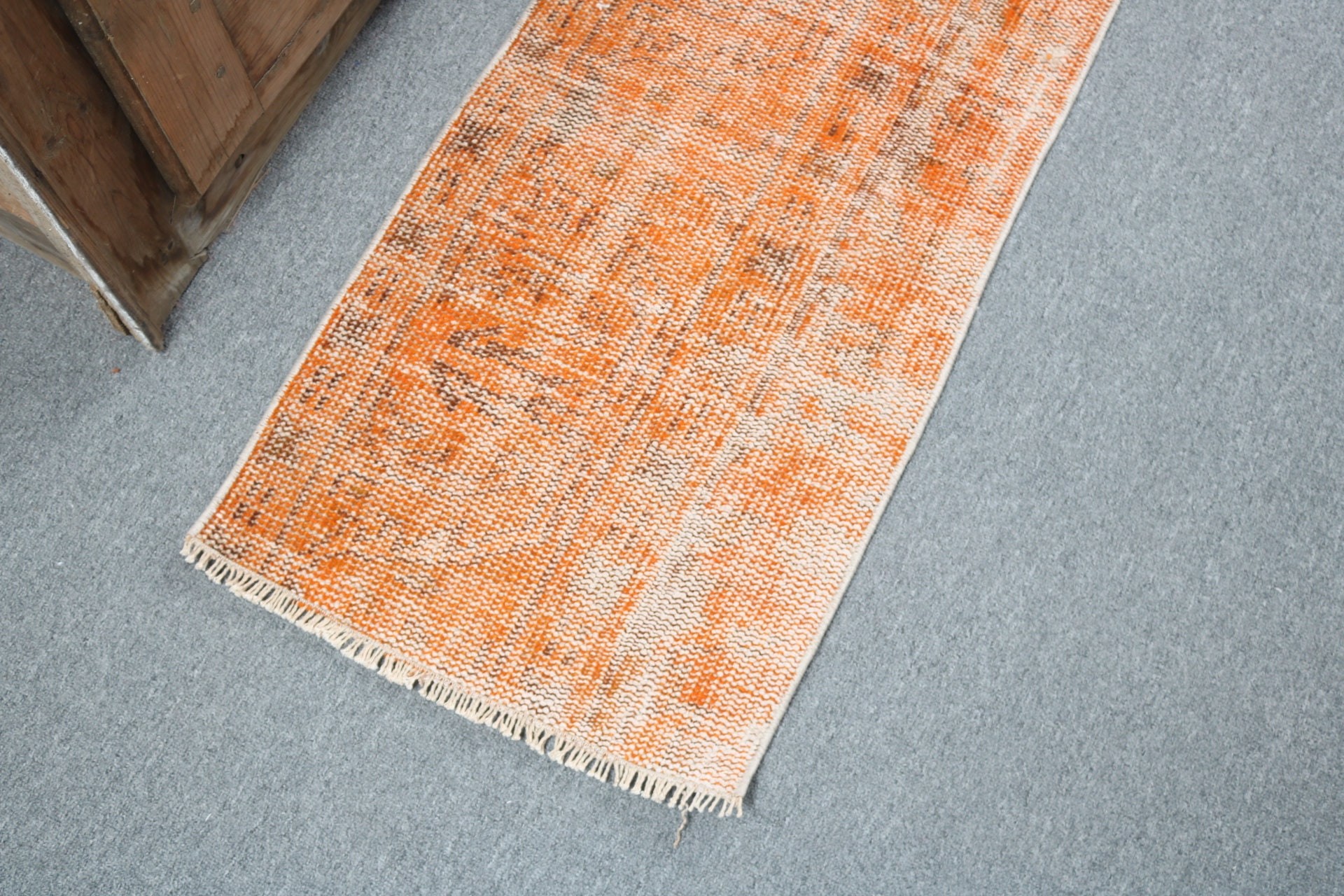 Handwoven Rug, Orange Flatweave Rug, Geometric Rug, Luxury Rugs, Turkish Rugs, 1.5x3 ft Small Rugs, Car Mat Rug, Kitchen Rug, Vintage Rugs